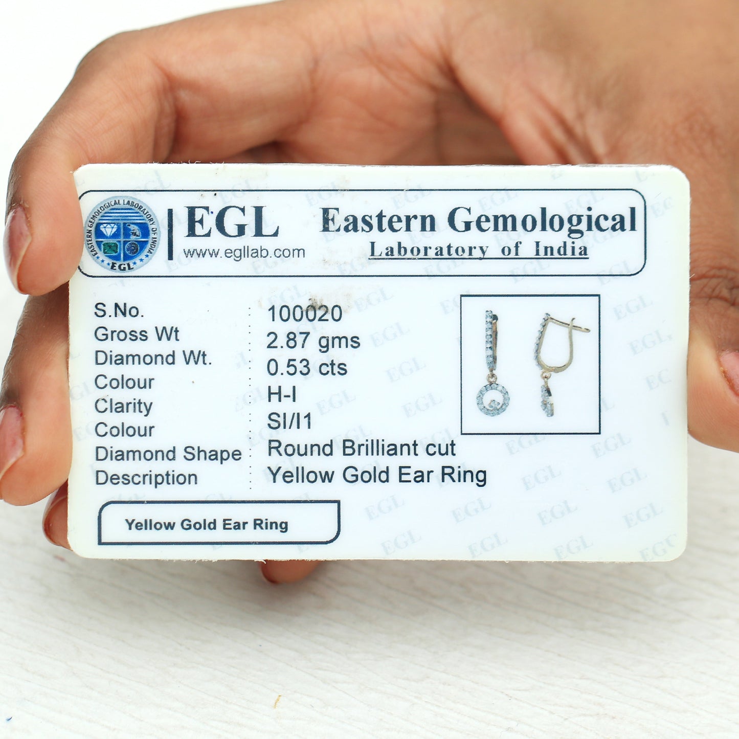 18K Yellow Gold Earrings Dangle & Drop with EGL Certified Diamonds 0.53 Ct.