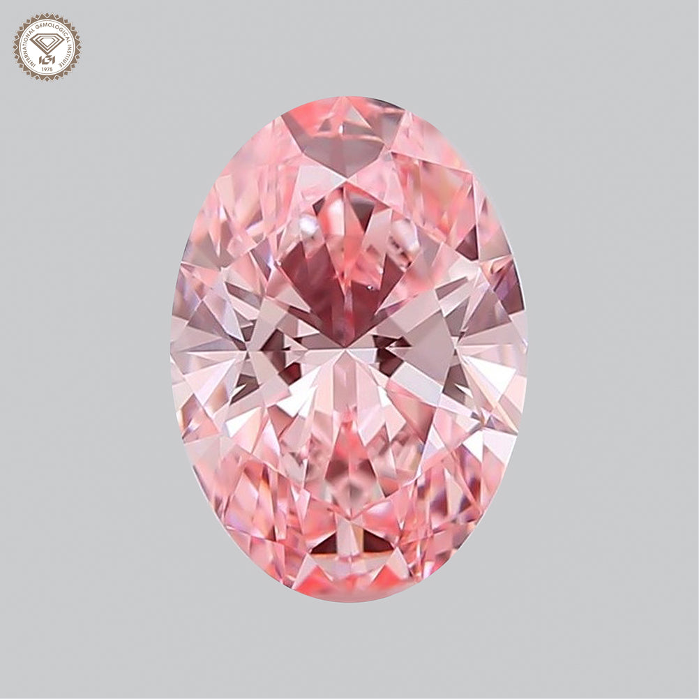 IGI Certified 1.53 Ct. Oval Brilliant CVD Diamond Fancy Intense Pink VS1 Clarity