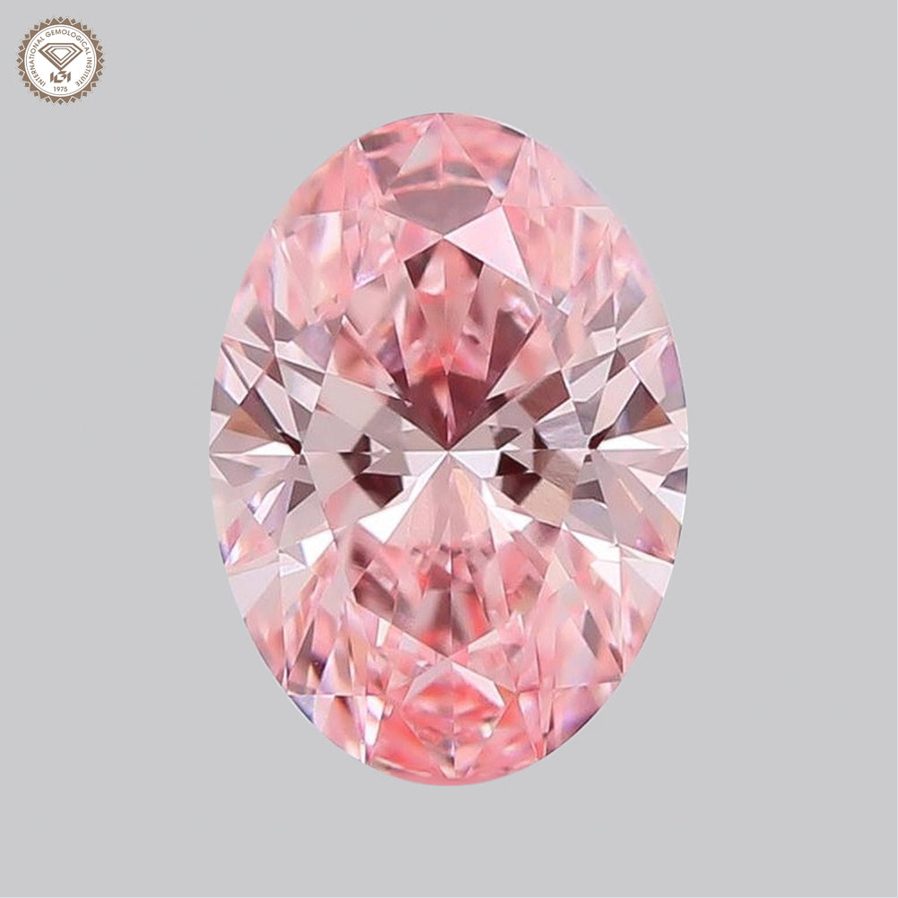 IGI Certified 1.73 Ct. Oval Brilliant CVD Diamond Fancy Intense Pink VVS2 Clarity