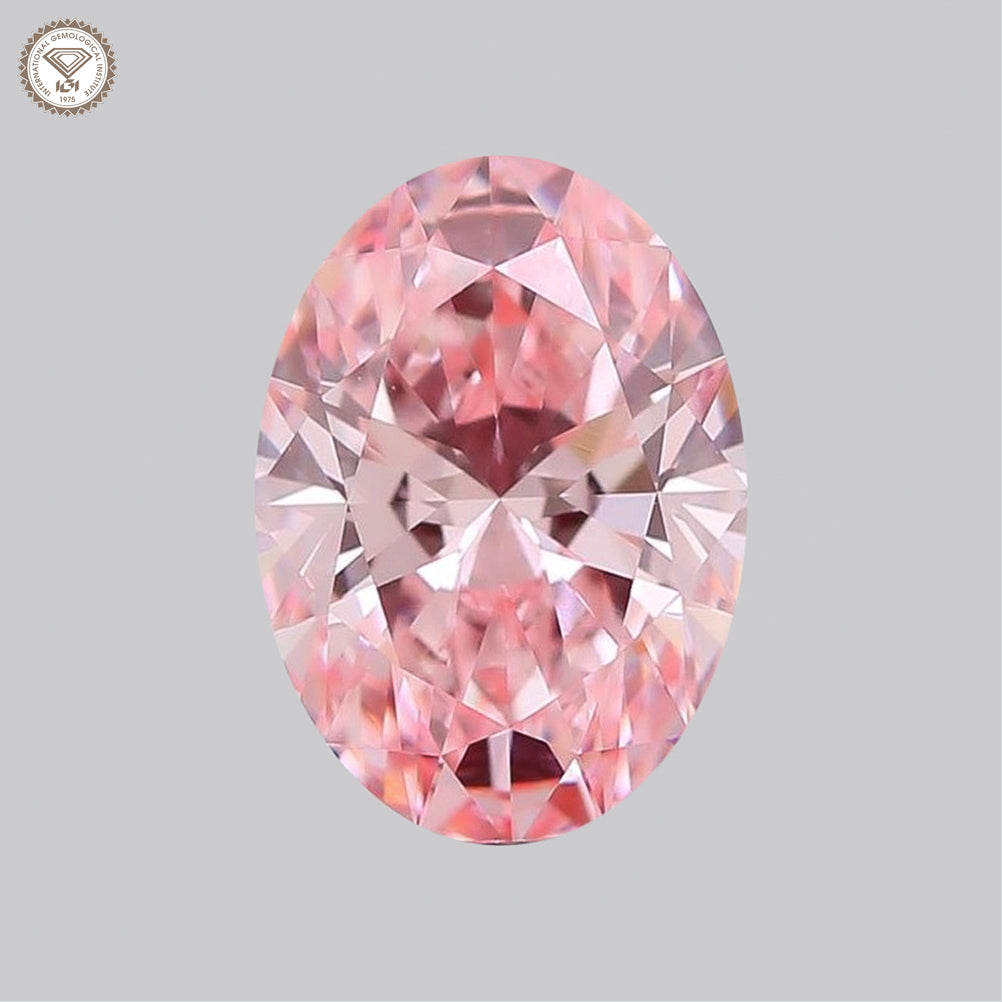 IGI Certified 1.74 Ct. Oval Brilliant CVD Diamond Fancy Intense Pink VS1 Clarity