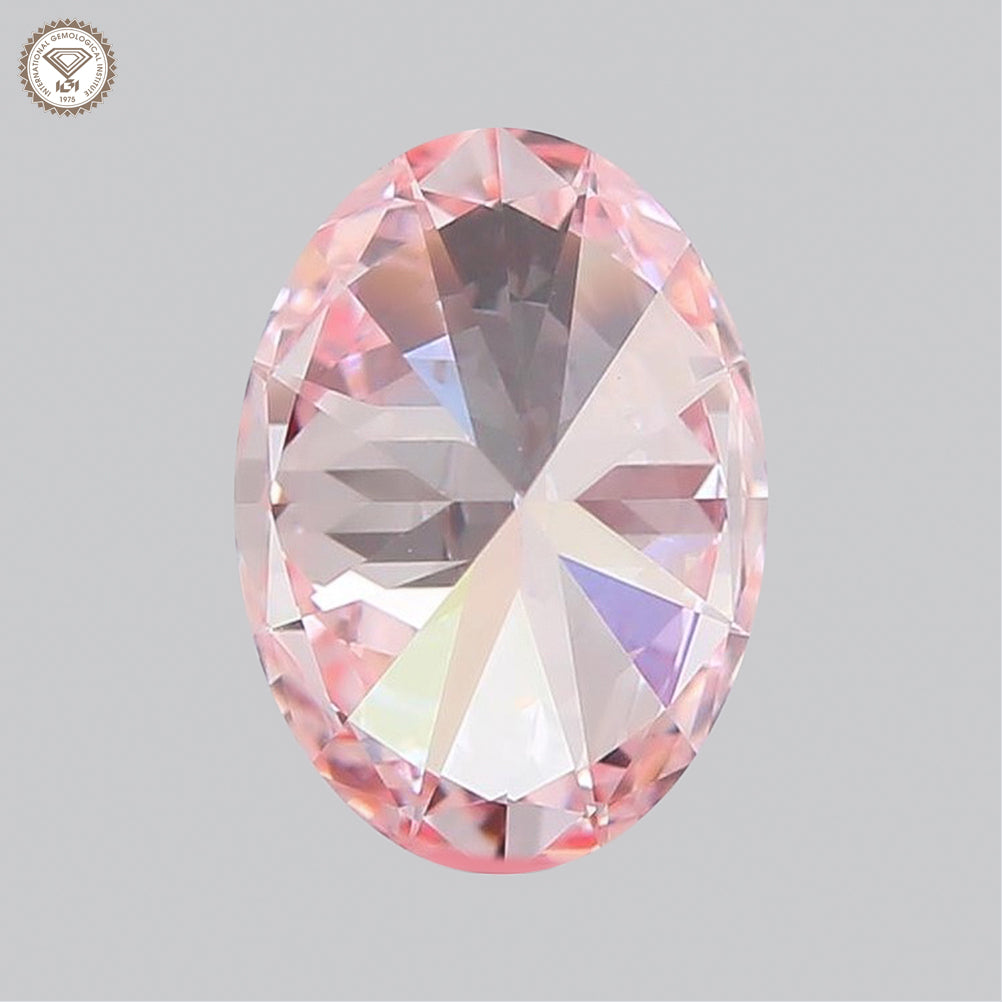 IGI Certified 1.74 Ct. Oval Brilliant CVD Diamond Fancy Intense Pink VS1 Clarity