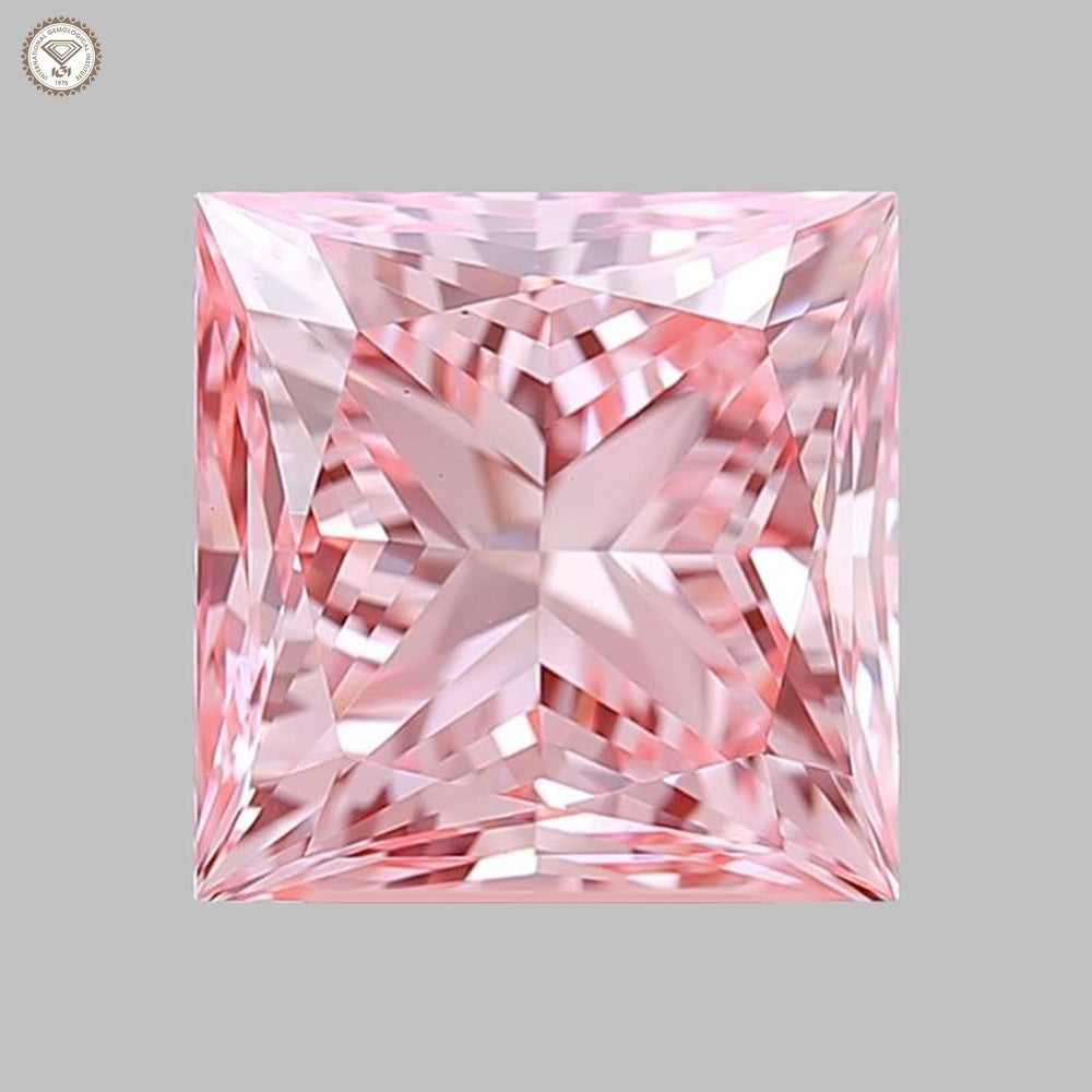 IGI Certified 3.56 Ct. Princess Cut CVD Diamond Fancy Vivid Pink VS1 Clarity