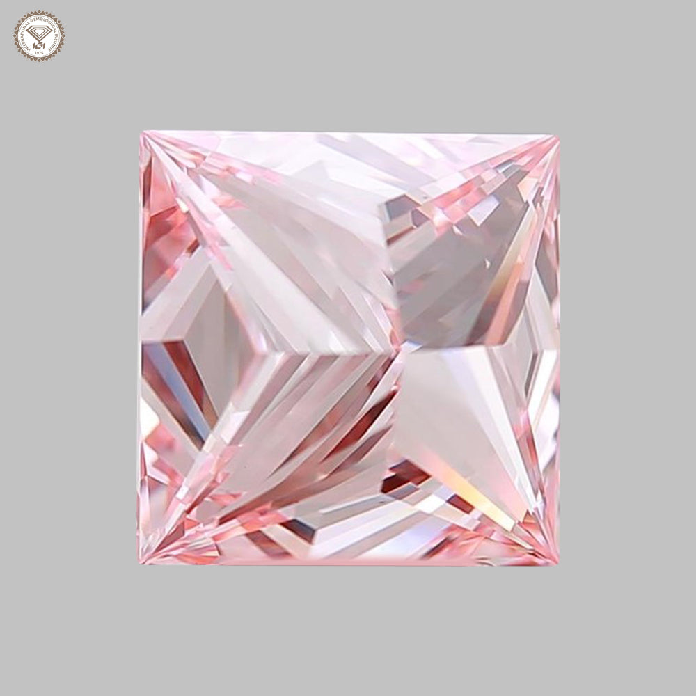 IGI Certified 3.56 Ct. Princess Cut CVD Diamond Fancy Vivid Pink VS1 Clarity