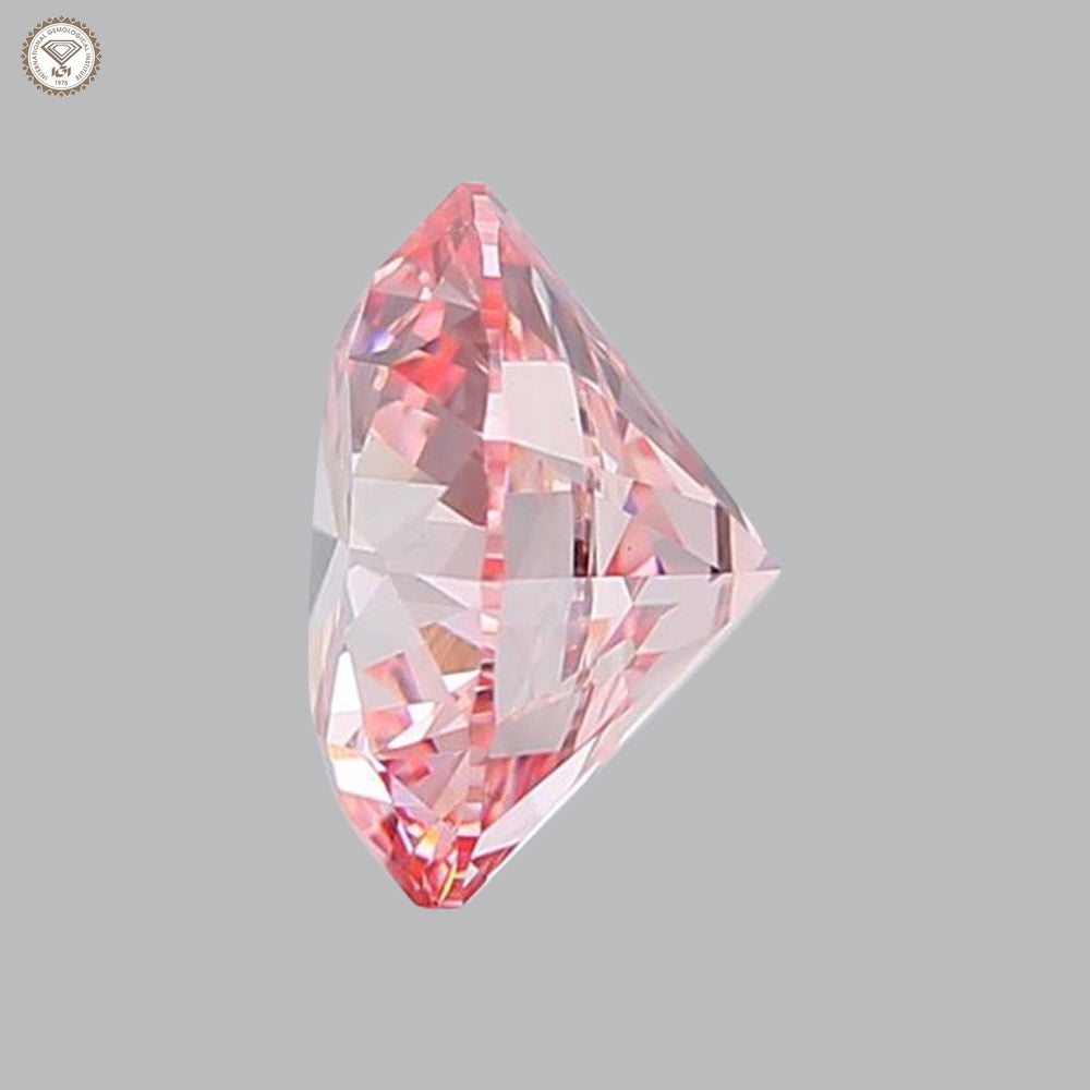 IGI Certified 1.53 Ct. Round Brilliant CVD Diamond Fancy Intense Pink VS1 Clarity