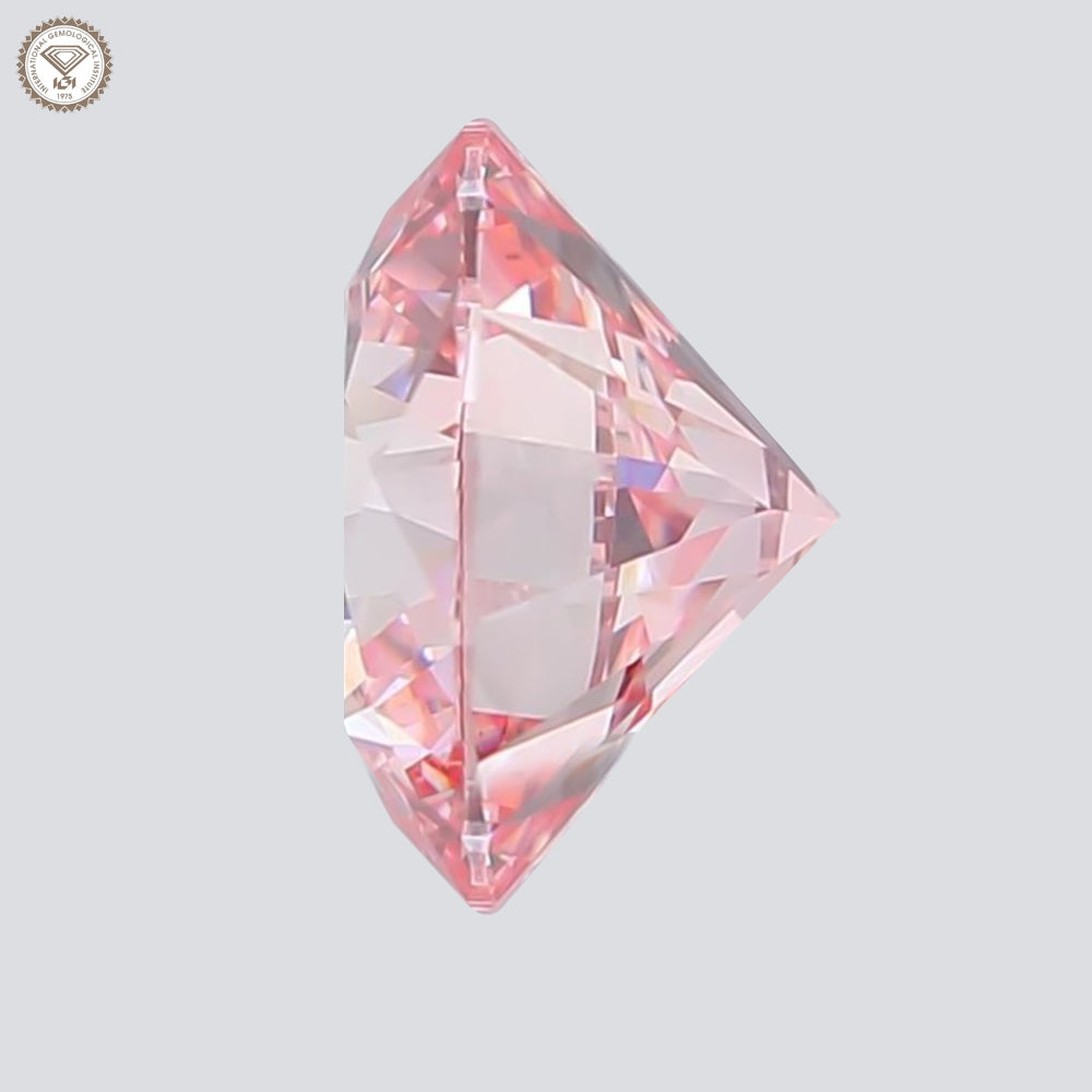 IGI Certified 2.00 Ct. Round Brilliant CVD Diamond Fancy Intense Pink VS2 Clarity