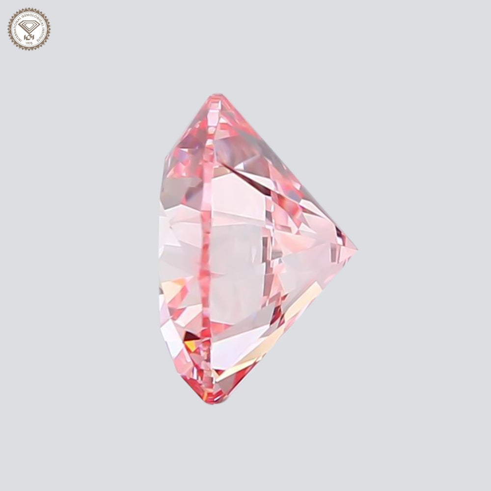 IGI Certified 2.05 Ct. Round Brilliant CVD Diamond Fancy Intense Pink VS1 Clarity