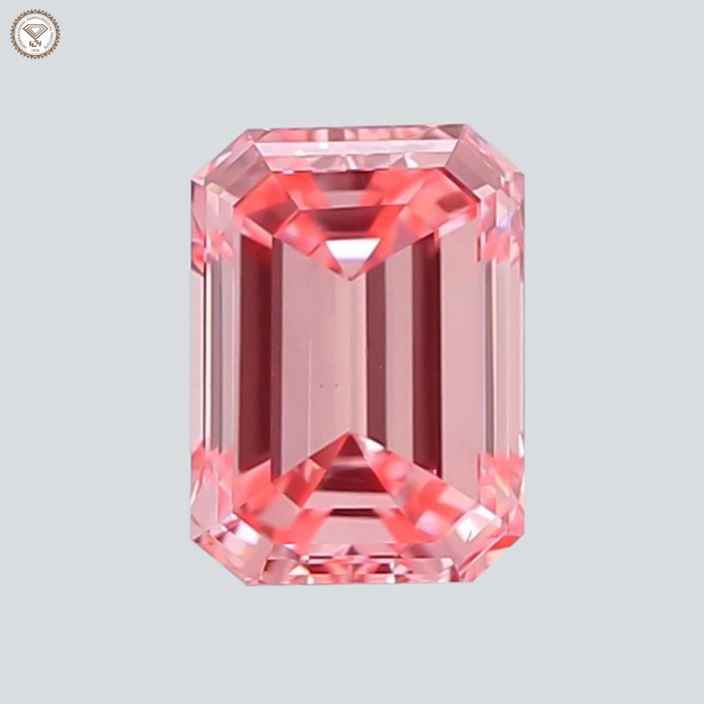 IGI Certified 1.01 Ct. Emerald Cut CVD Diamond Fancy Vivid Pink VS1 Clarity