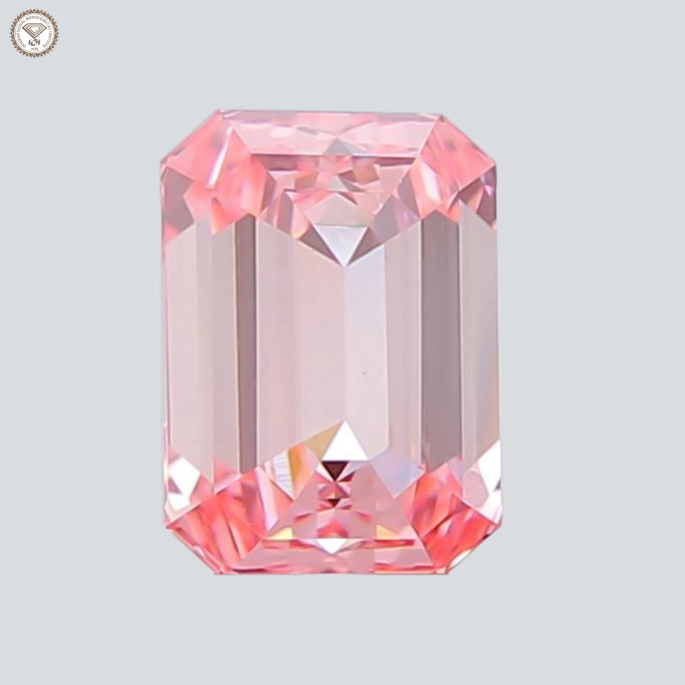 IGI Certified 1.01 Ct. Emerald Cut CVD Diamond Fancy Vivid Pink VS1 Clarity