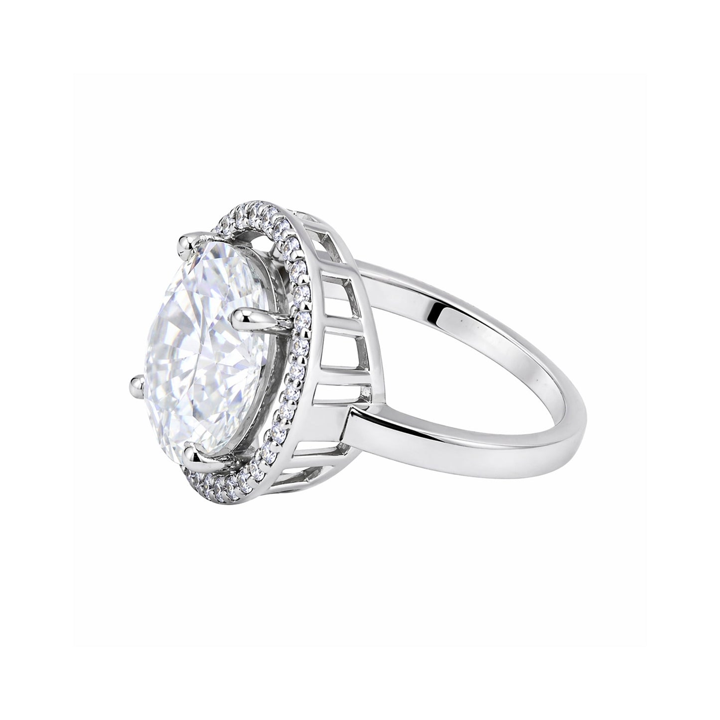 3.45 ct DEW Certified White Moissanite Ring for Women – Jewellery Gift 18K Gold Plated Ve 18K Gold Plated