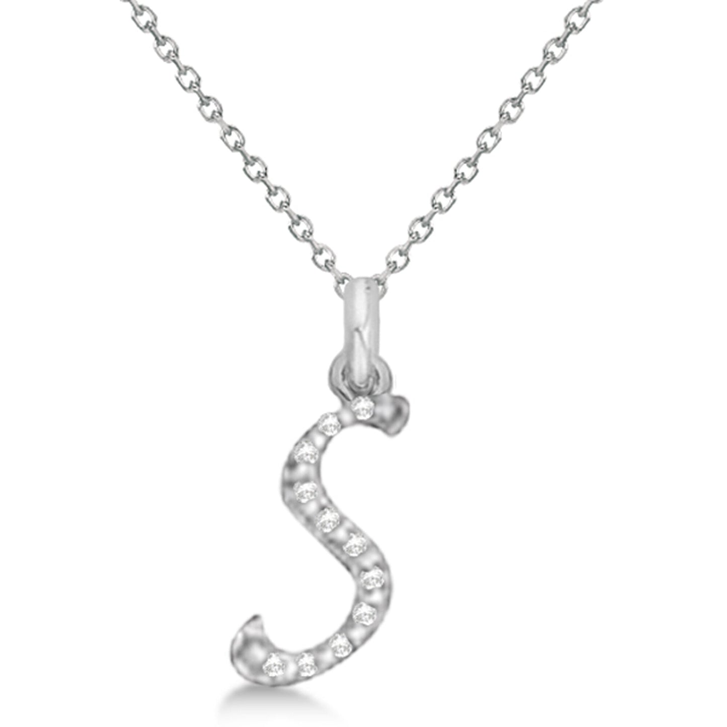 Natural Diamond Initial Letter S Pendant, White Gold finish, 3 Micron Vermeil - GEMHUB & CO.
