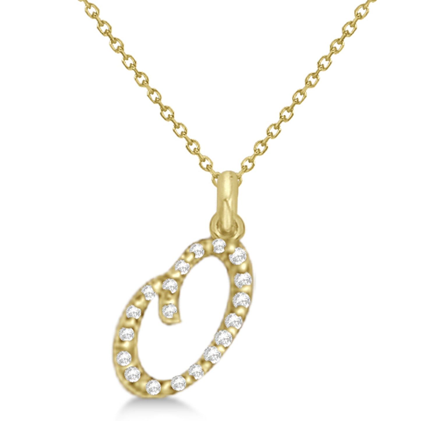 Lab Grown Diamond Initial Letter O Pendant, Yellow Gold finish, Sterling Silver - GEMHUB & CO.
