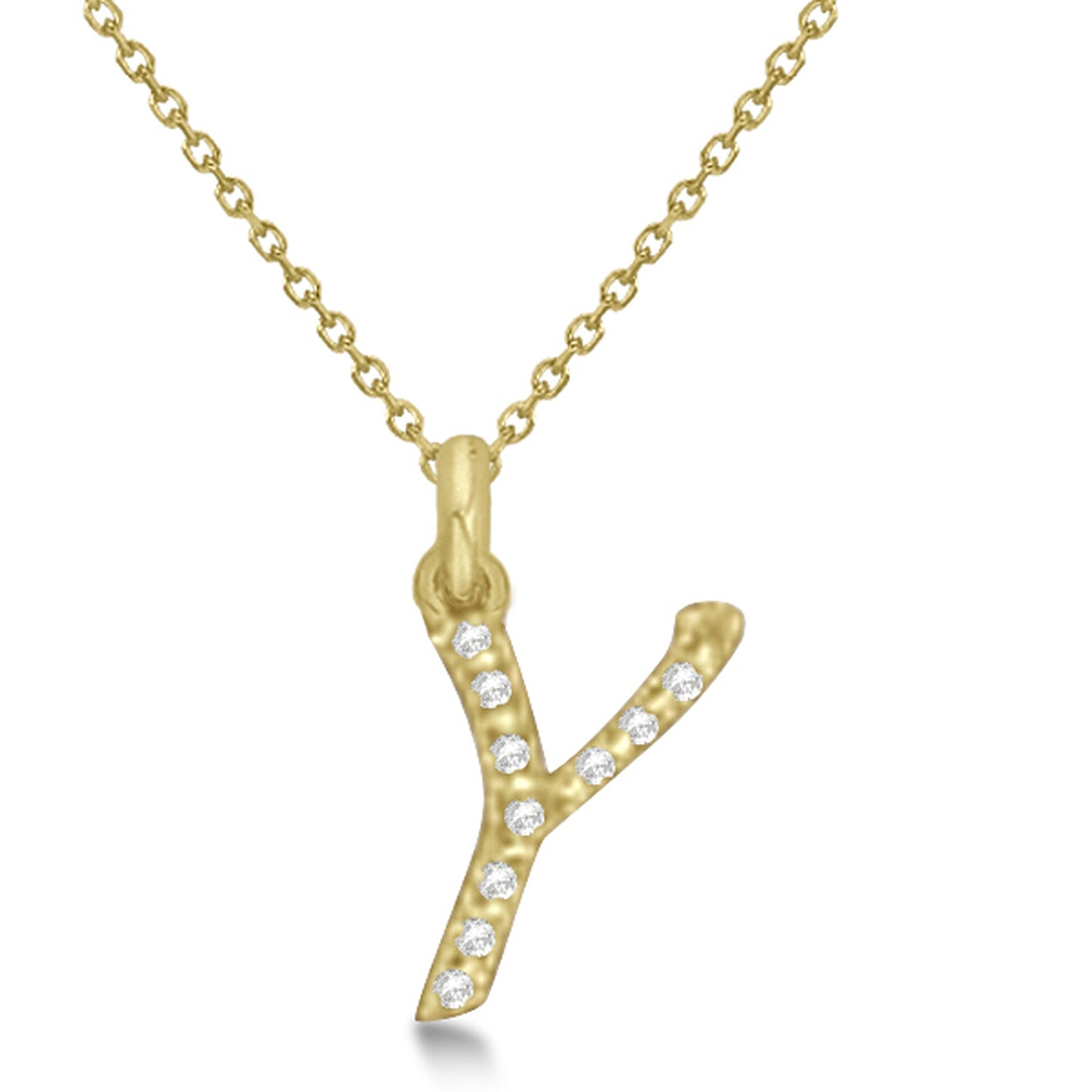 Natural Diamond Initial Letter Y Pendant, Yellow Gold finish, 3 Micron Vermeil - GEMHUB & CO.