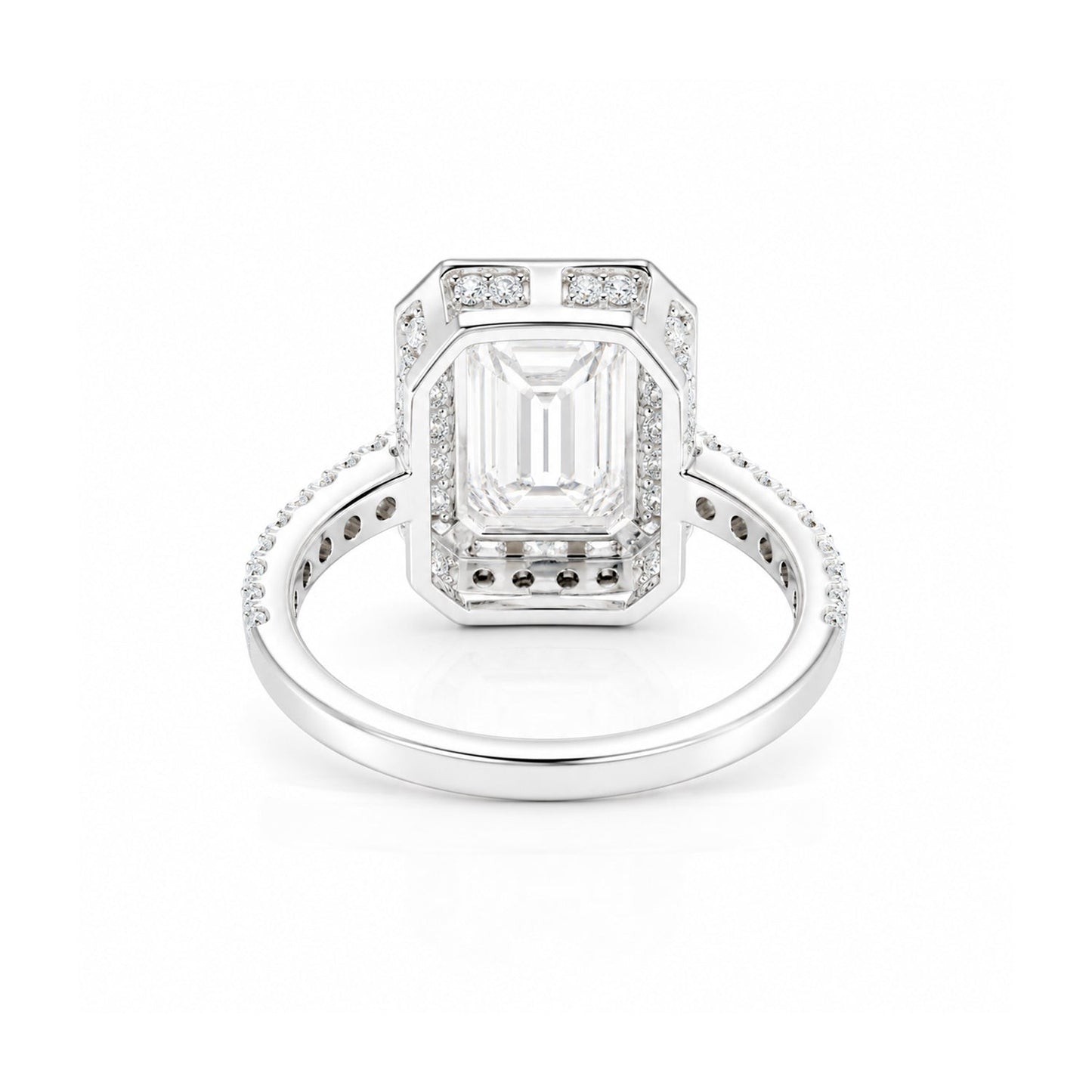 4.5ct DEW White Moissanite Emerald Solitaire Ring