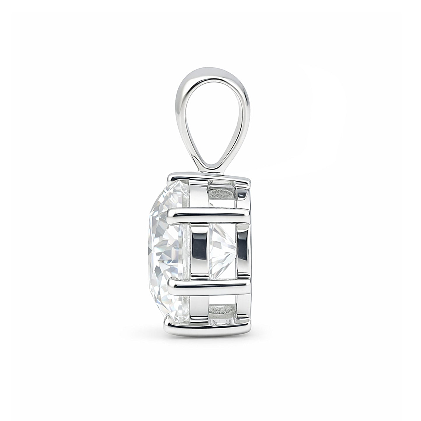 3.45 ct DEW Round Certified White Moissanite Pendant In Vermeil 925 Silver Jewellery