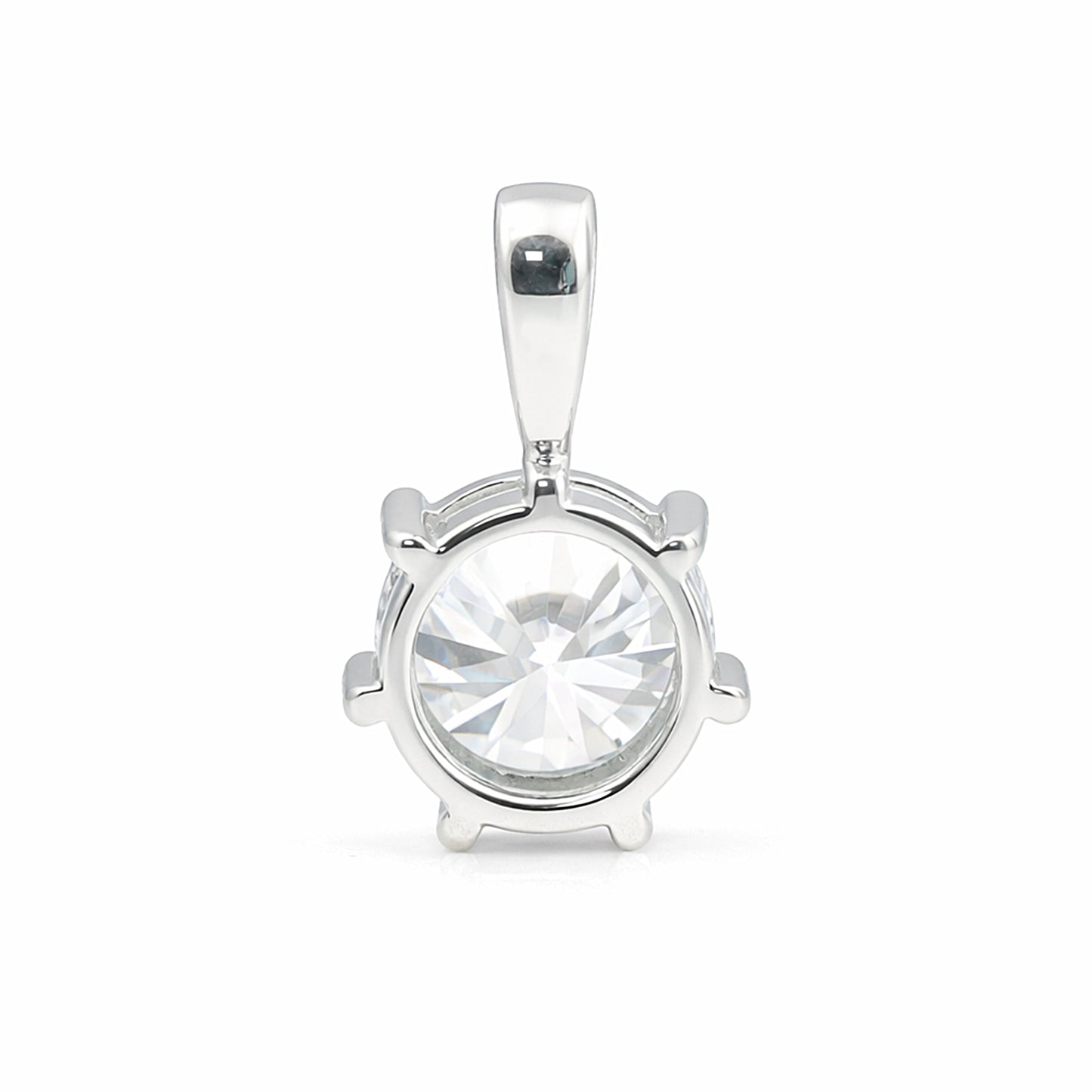 3.45 ct DEW Round Certified White Moissanite Pendant In Vermeil 925 Silver Jewellery