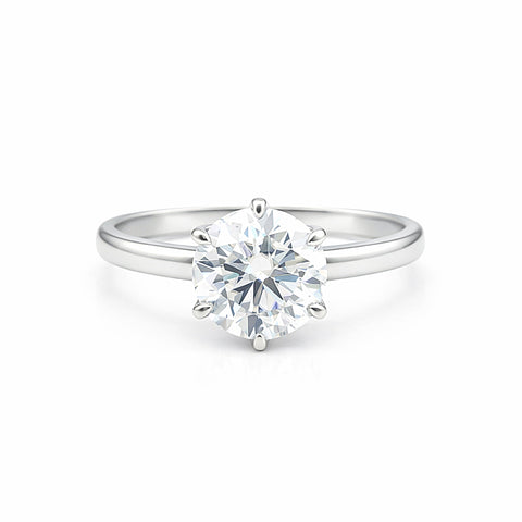 2.70 ct DEW Round Cut White Moissanite Solitaire Ring Certified 18K Gold Plated