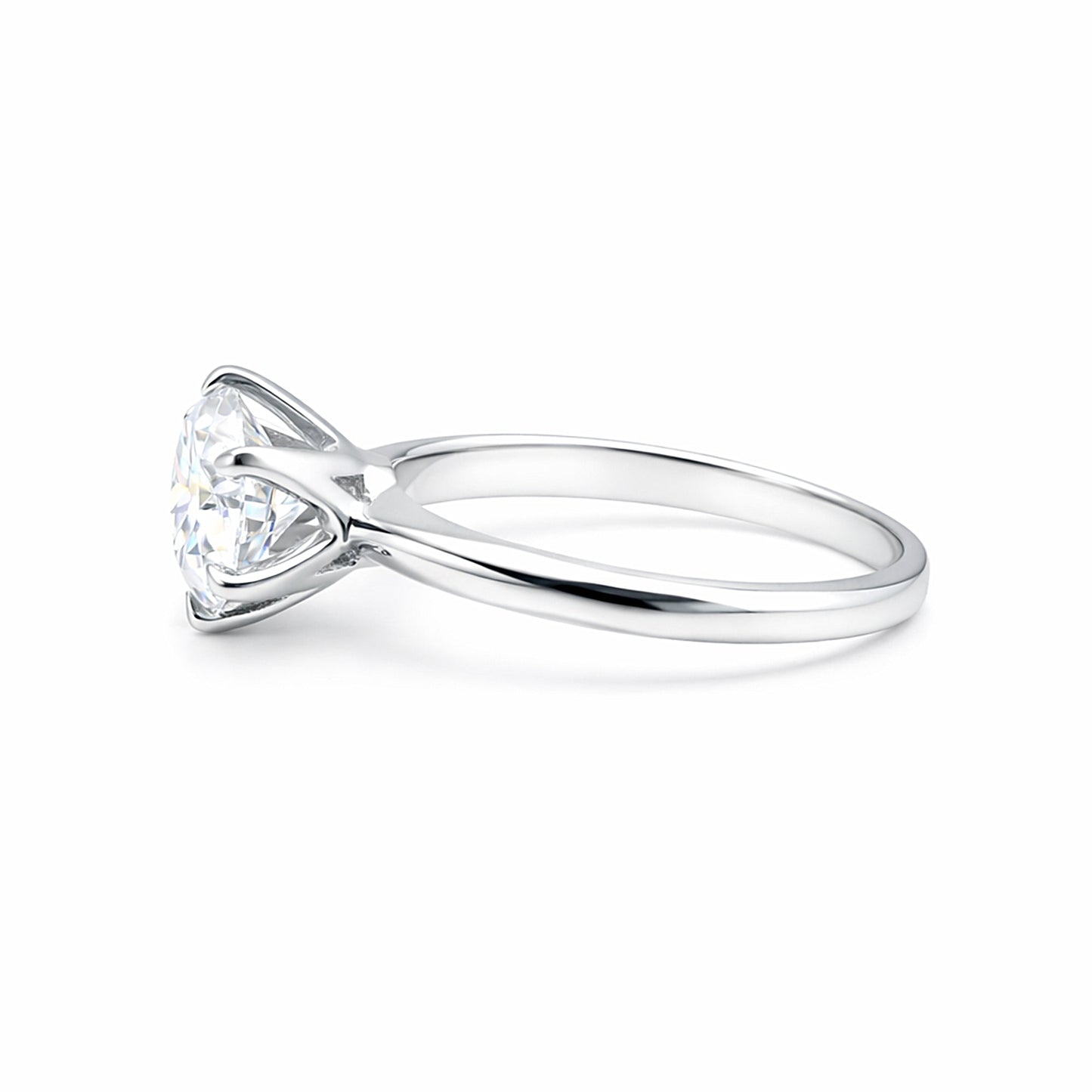 2.70 ct DEW Round Cut White Moissanite Solitaire Ring Certified 18K Gold Plated