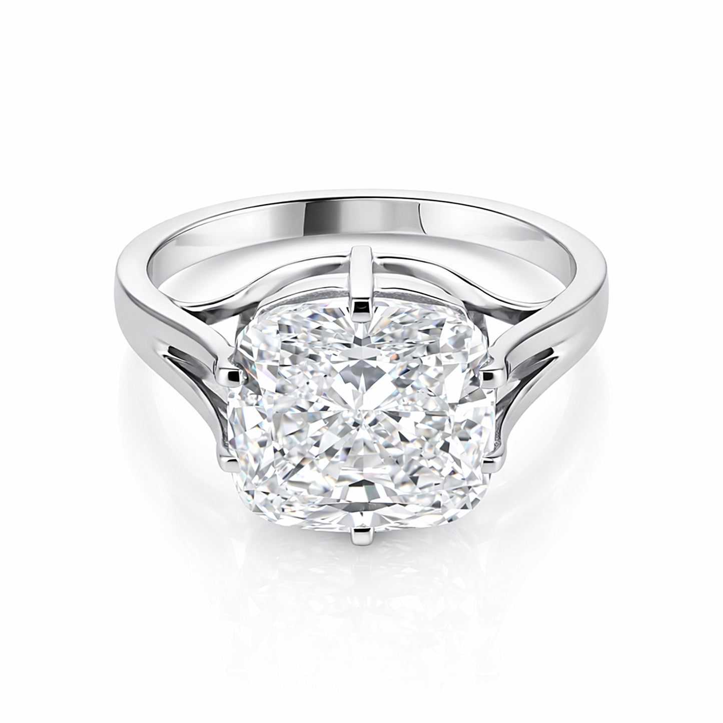 6 ct DEW Certified Radiant Cut White Soliaire Moissanite Gold Vermeil Ring