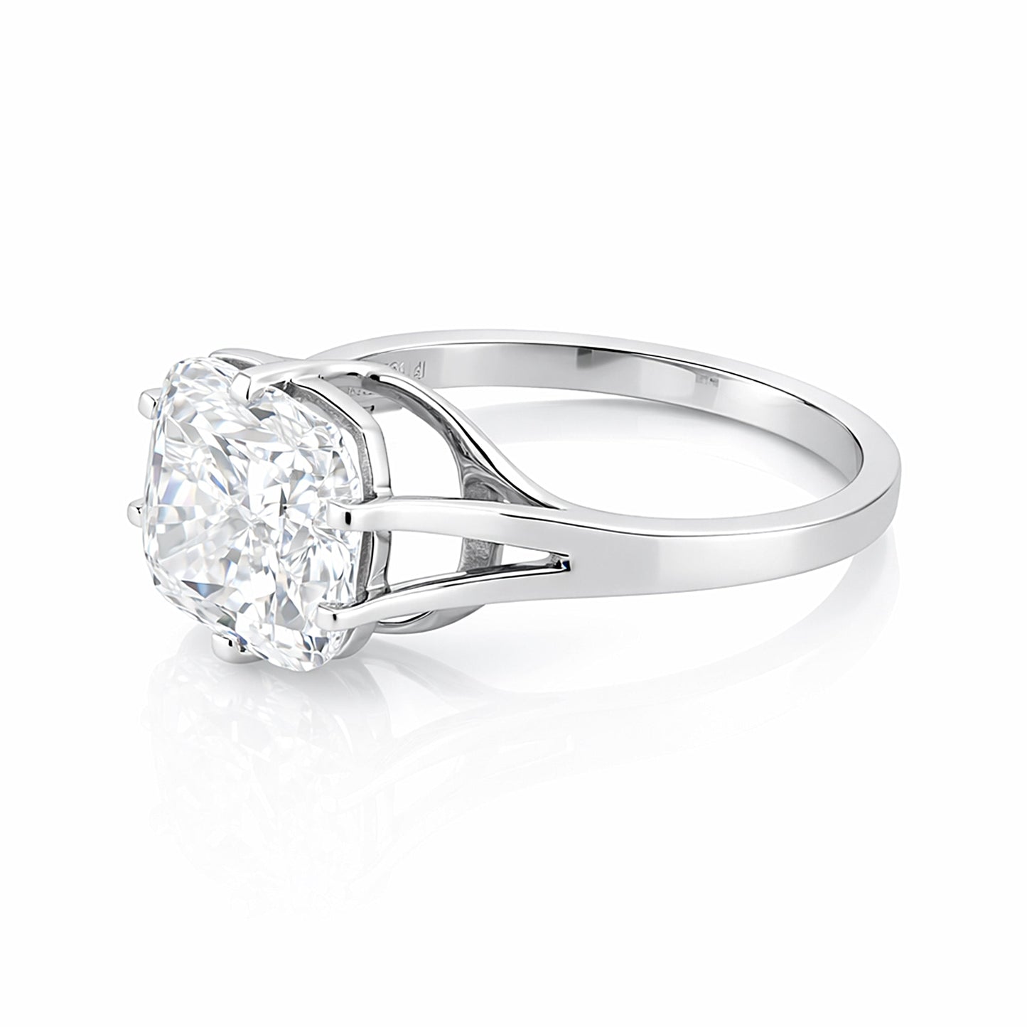 6 ct DEW Certified Radiant Cut White Soliaire Moissanite Gold Vermeil Ring