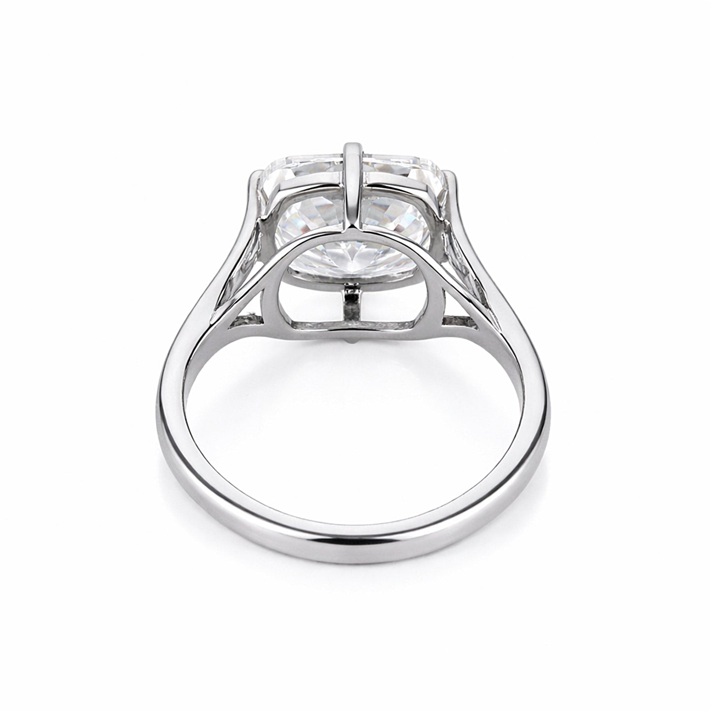 6 ct DEW Certified Radiant Cut White Soliaire Moissanite Gold Vermeil Ring