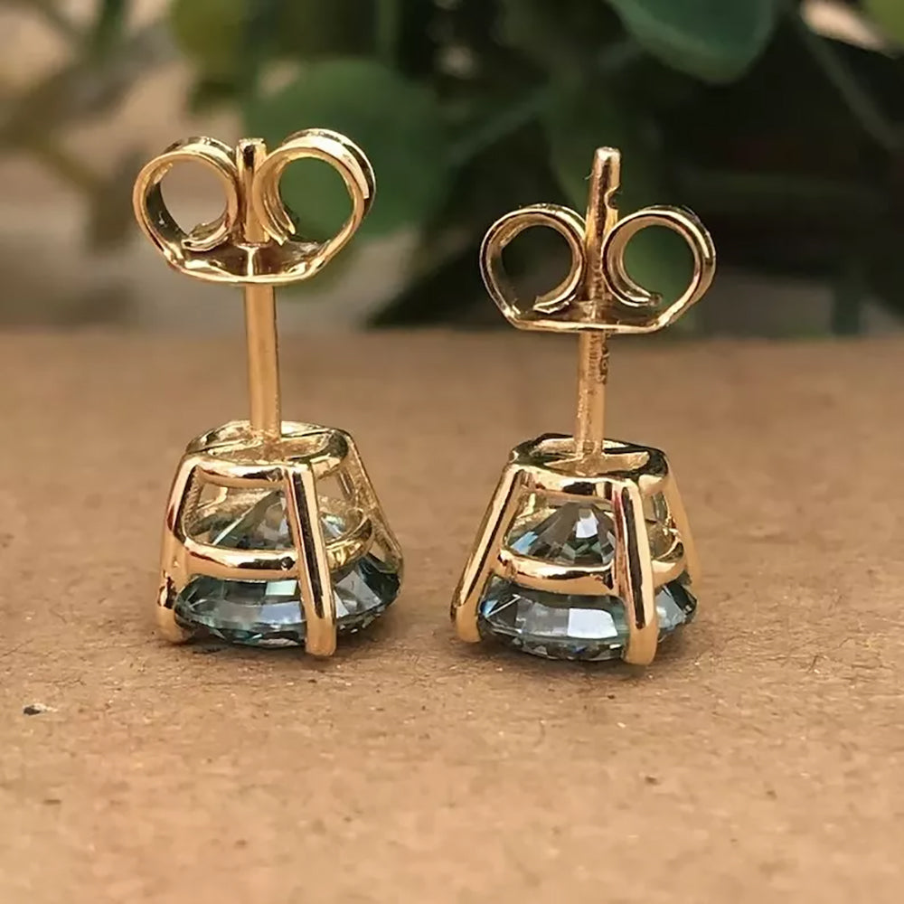 5.00ct DEW Blue Moissanite Round Stud Earrings