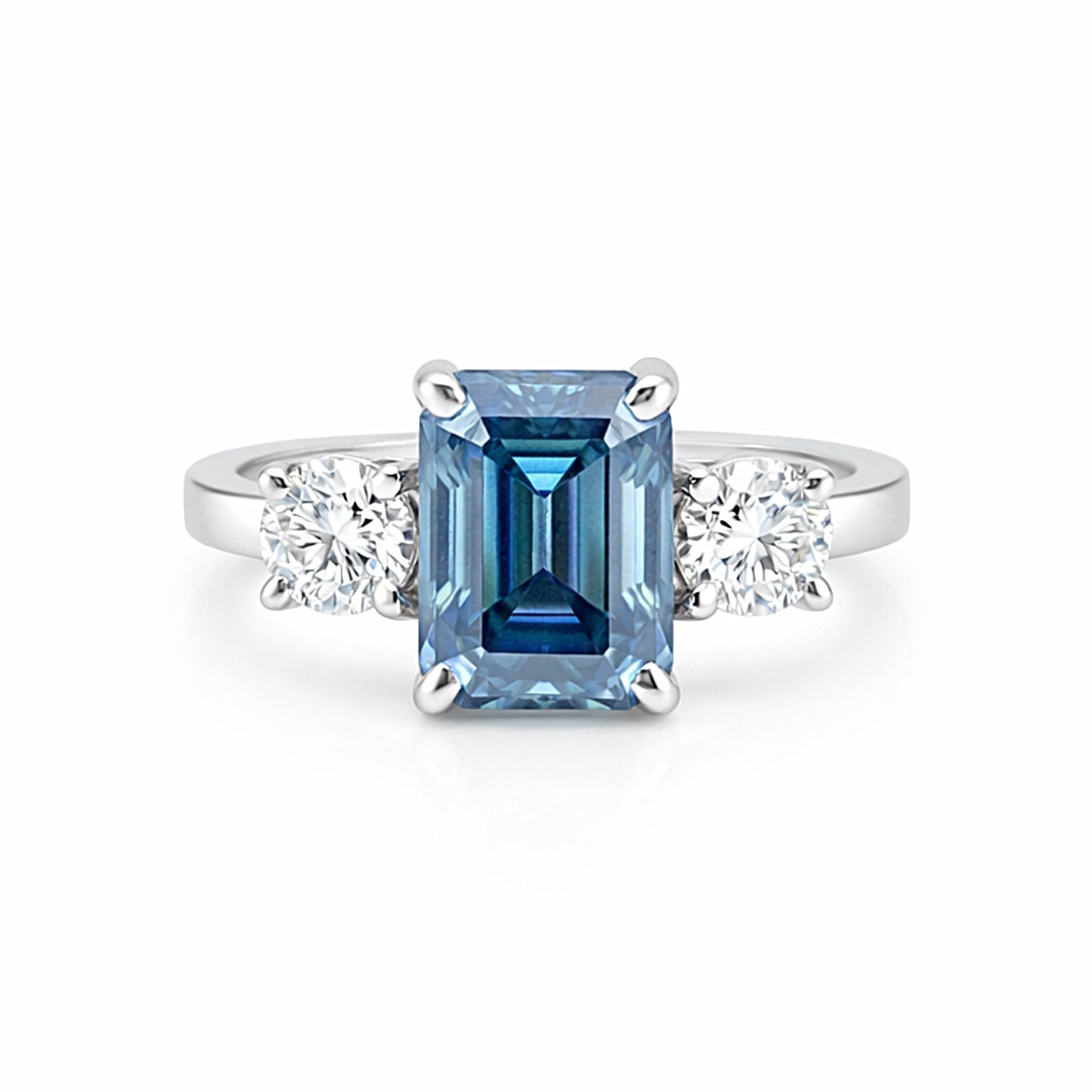 2.50 carat cushion cut fancy blue lab-grown diamond ring in 18k gold vermeil