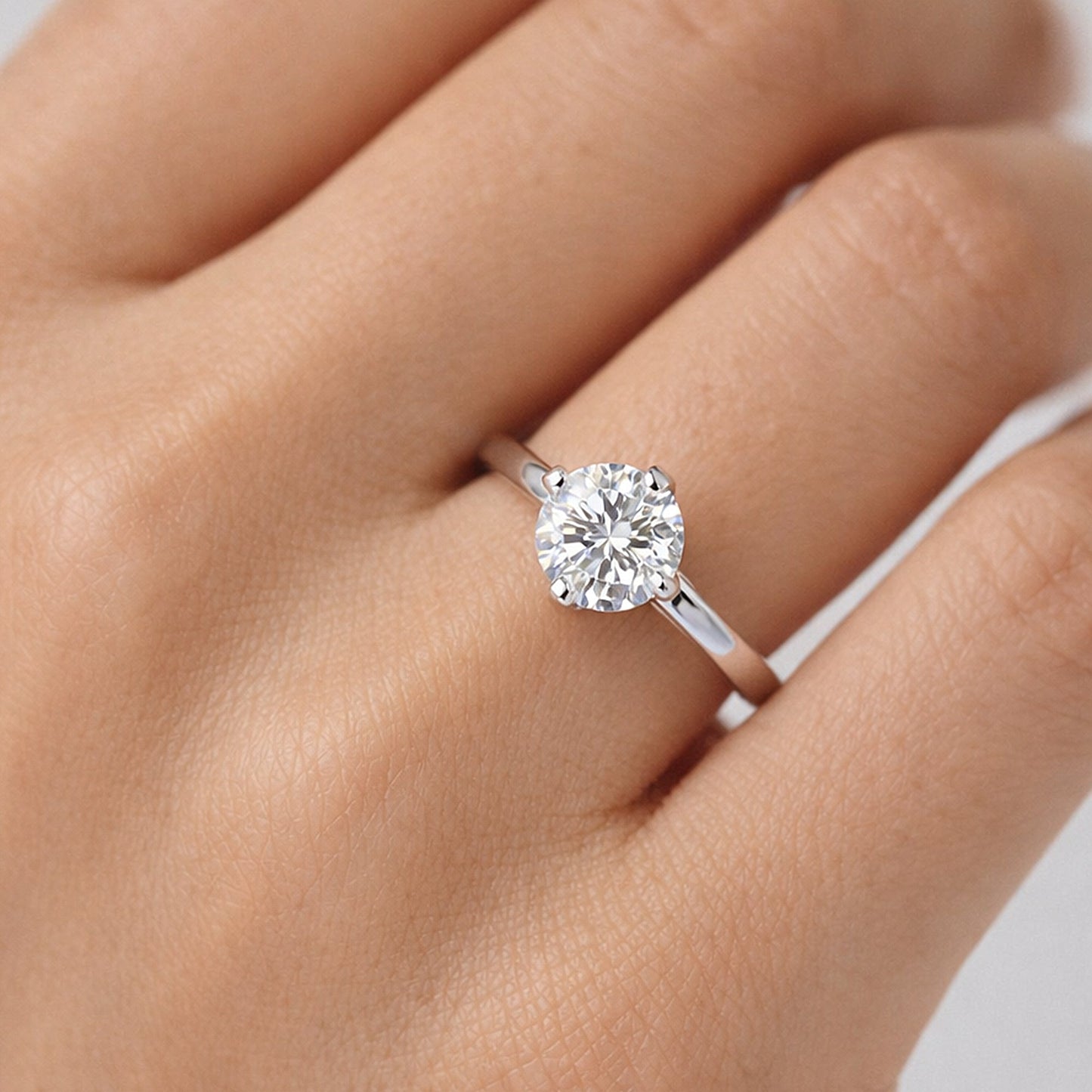 8.5ct DEW White Moissanite Round Solitaire Ring