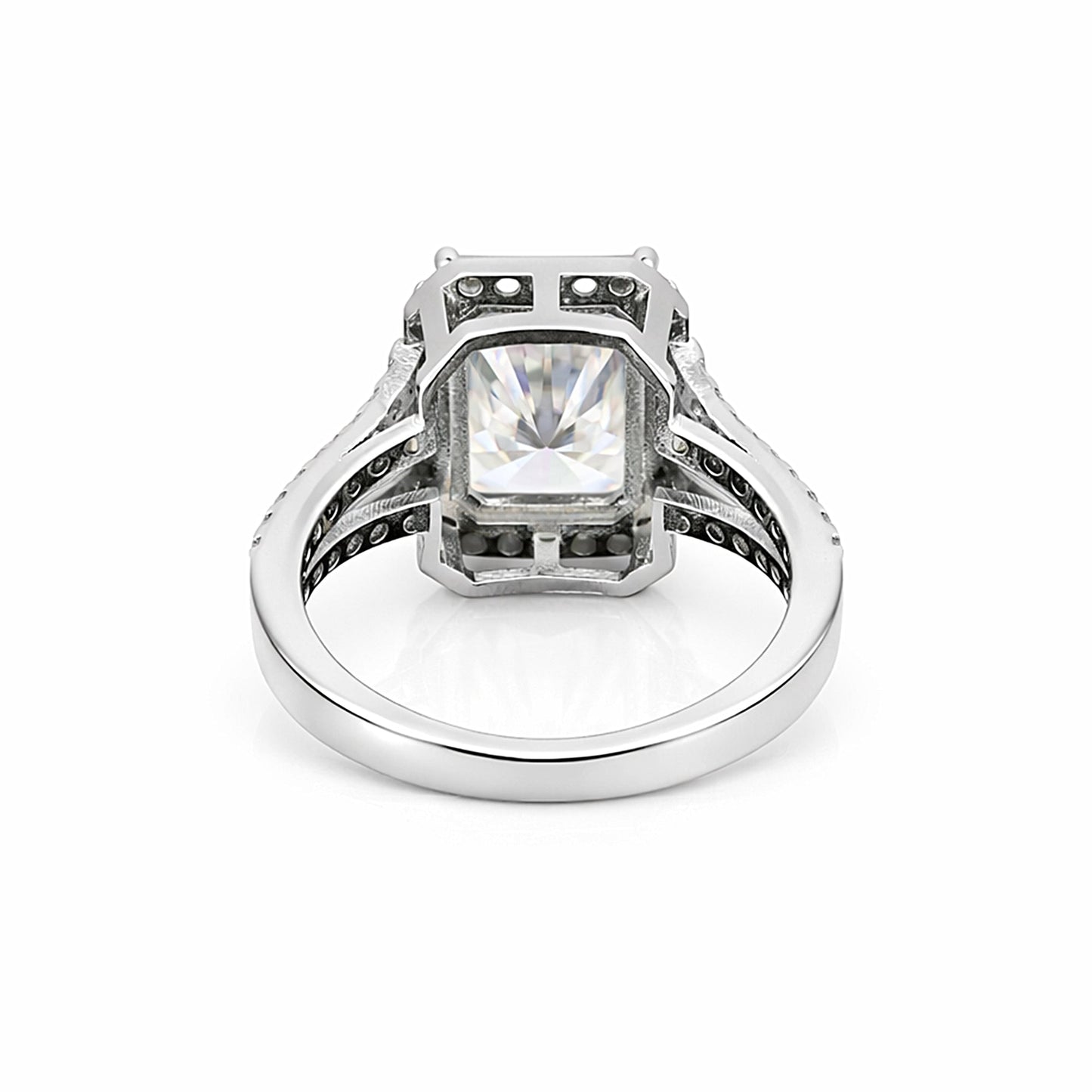 5 Ct Emerald Cut Lab Grown Diamond Ring — VS1 Clarity, 18k White Gold Vermeil