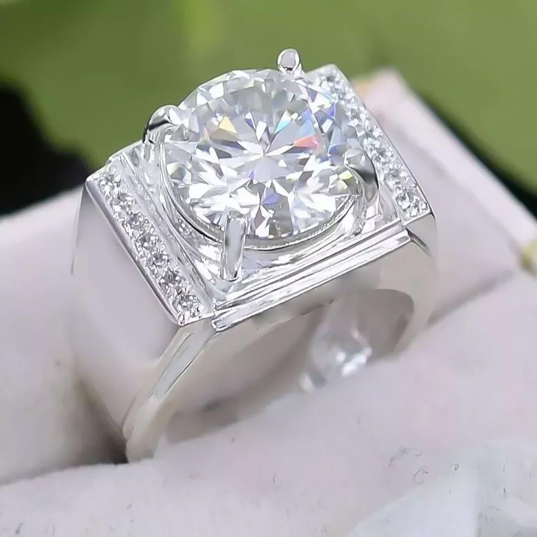 5.95ct DEW White Moissanite Round Solitaire Ring