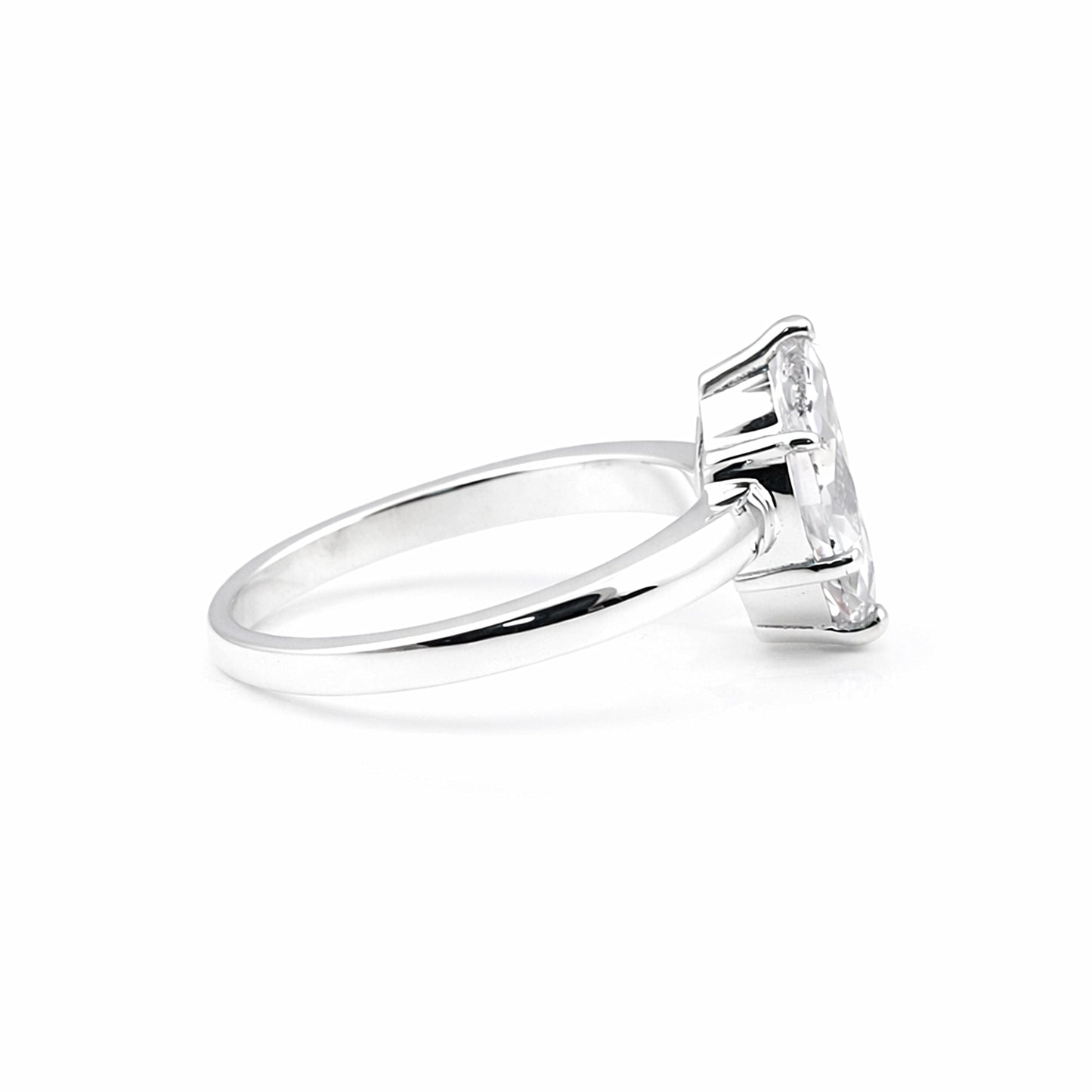 1.50 ct DEW Certified Marquise Cut White Moissanite Ring In 18K Gold Plated