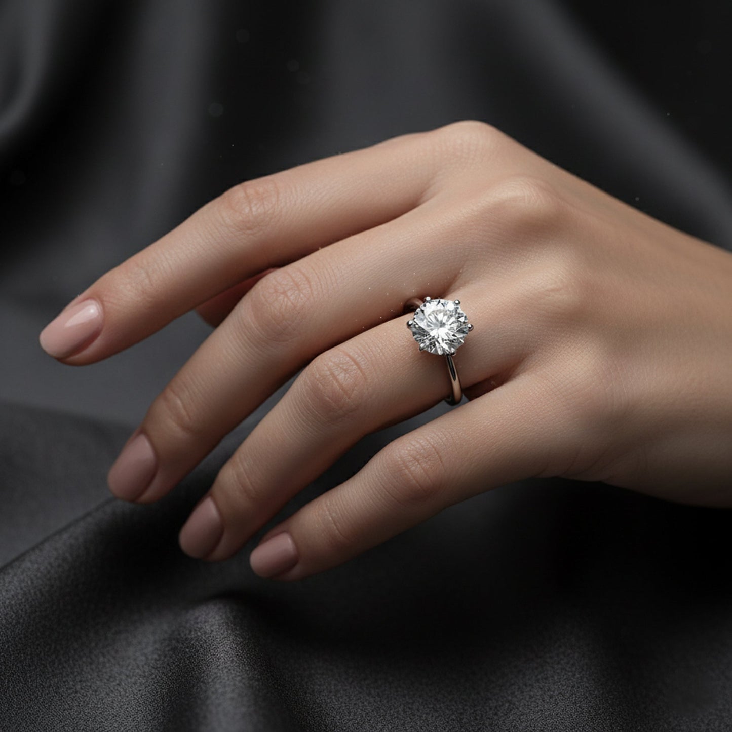 5.0ct DEW White Moissanite Round Solitaire Ring