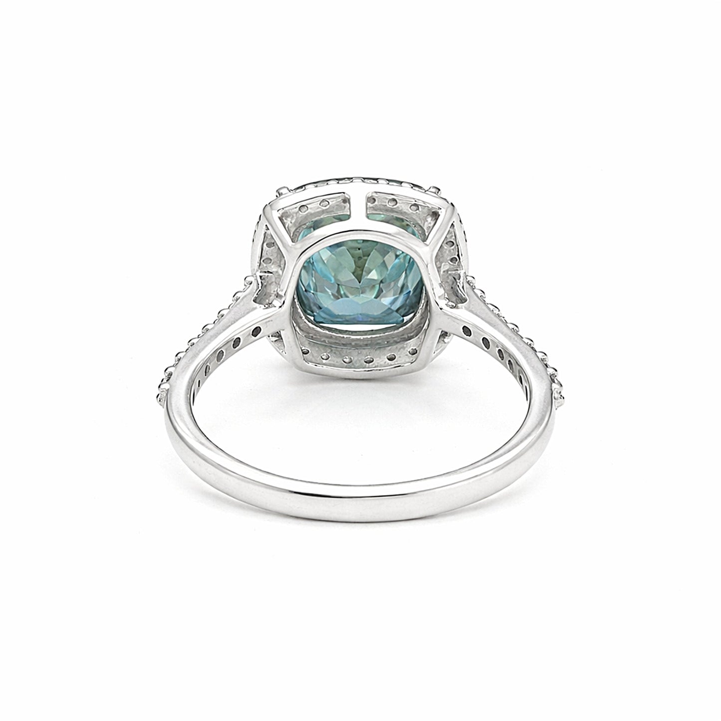 7.00 ct DEW Cushion Cut Blue Moissanite Ring Gift for Her Anniversary 18K Gold Plated V 18K Gold Plated