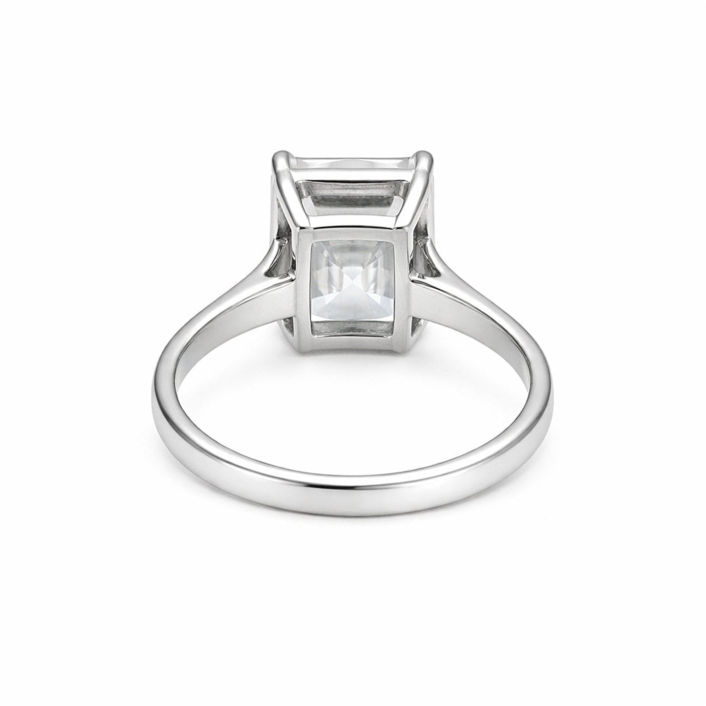 16.5ct DEW White Moissanite Emerald Solitaire Ring