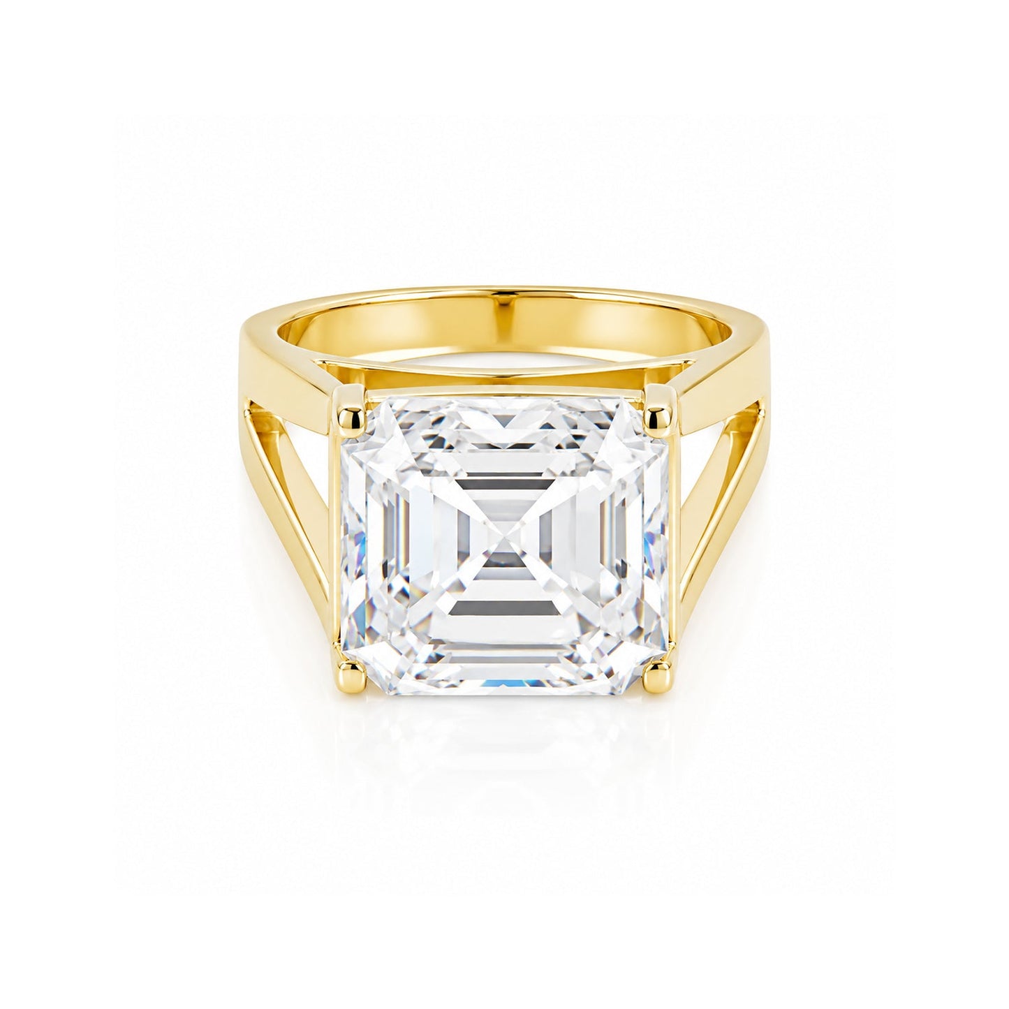 23.5ct DEW White Moissanite Asscher Solitaire Ring