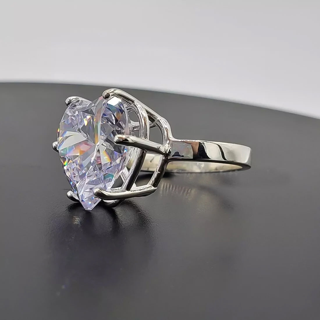 7.2ct DEW White Moissanite Heart Solitaire Ring