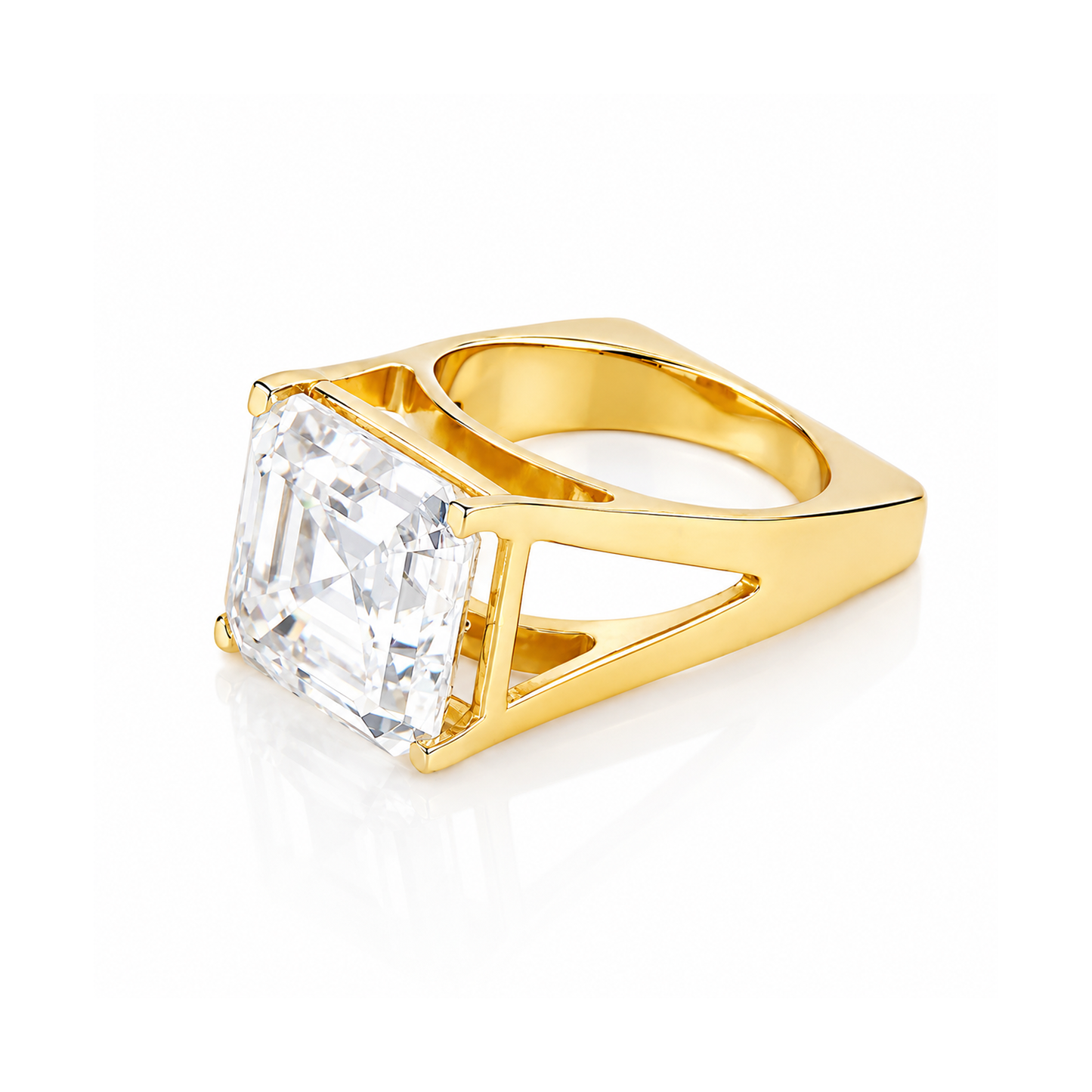 6.3ct DEW Green Moissanite Asscher Solitaire Ring