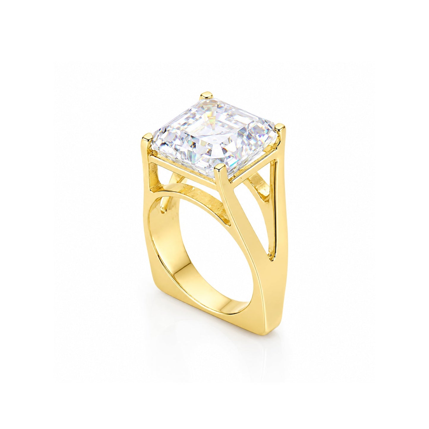 6.3ct DEW Green Moissanite Asscher Solitaire Ring
