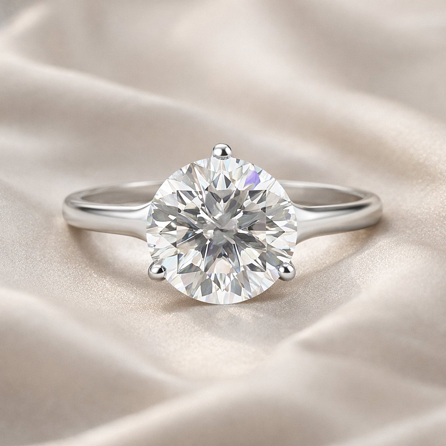 7.65ct DEW White Moissanite Round Solitaire Ring