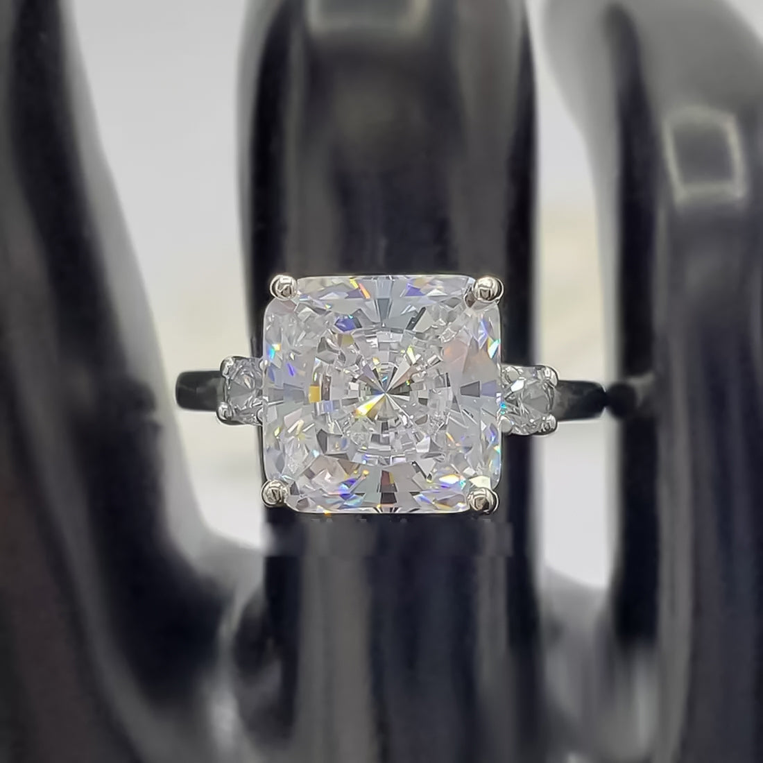 5 ct DEW Certified Radiant Cut White Moissanite Ring For Women 18K Gold Plated