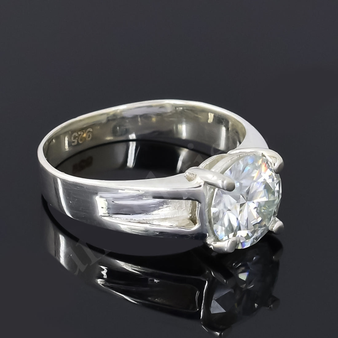 2.50 ct DEW White Round Cut Certified Moissanite Solitaire Ring 18K Gold Plated