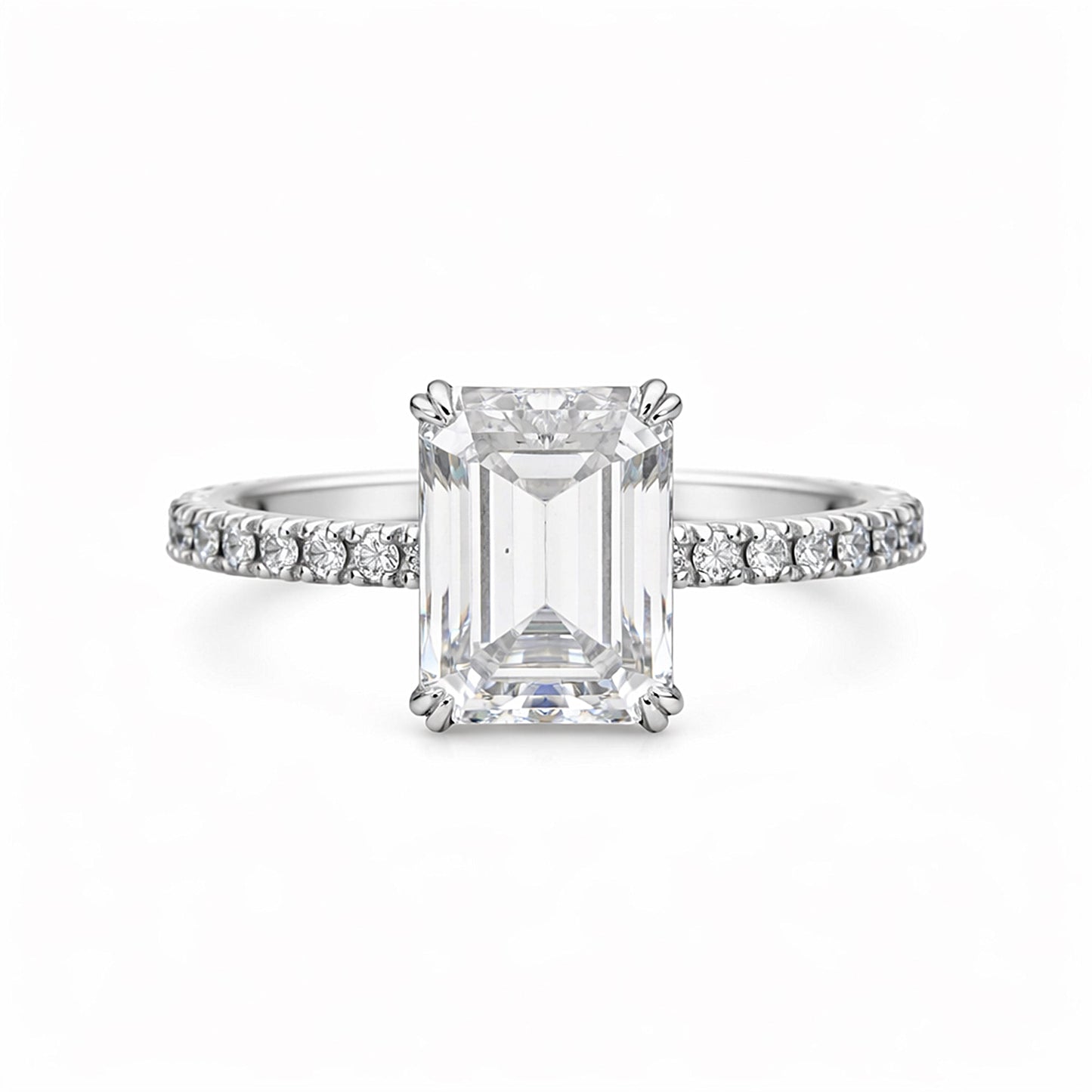 5.20 ct DEW Emerald Cut Certified White Solitaire Moissanite Ring 18K Gold Plated Verme 18K Gold Plated