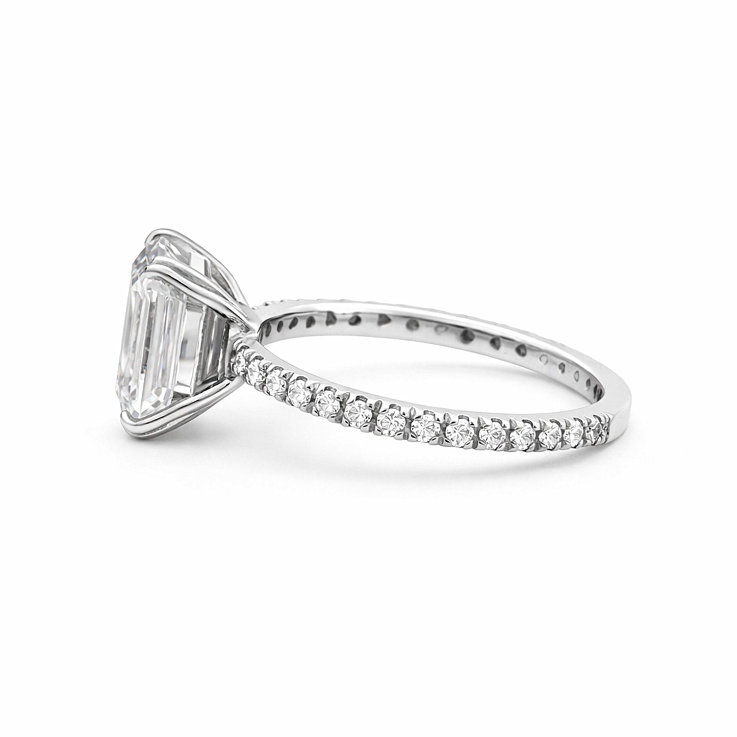 5.20 ct DEW Emerald Cut Certified White Solitaire Moissanite Ring 18K Gold Plated Verme 18K Gold Plated