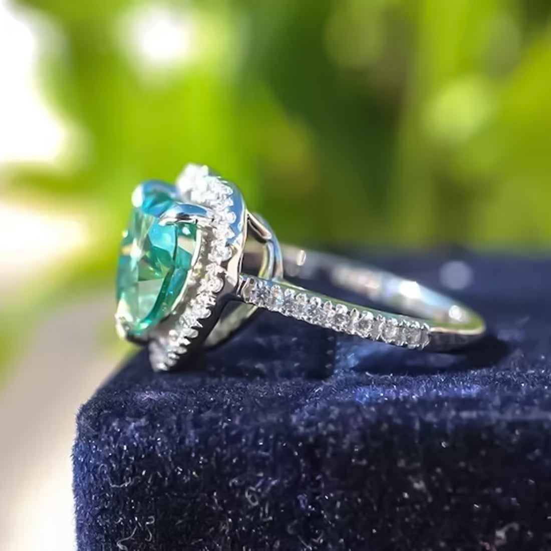 11.20 ct DEW Certified Heart Cut Blue Moissanite Engagement Ring 18K Gold Plated Vermei 18K Gold Plated