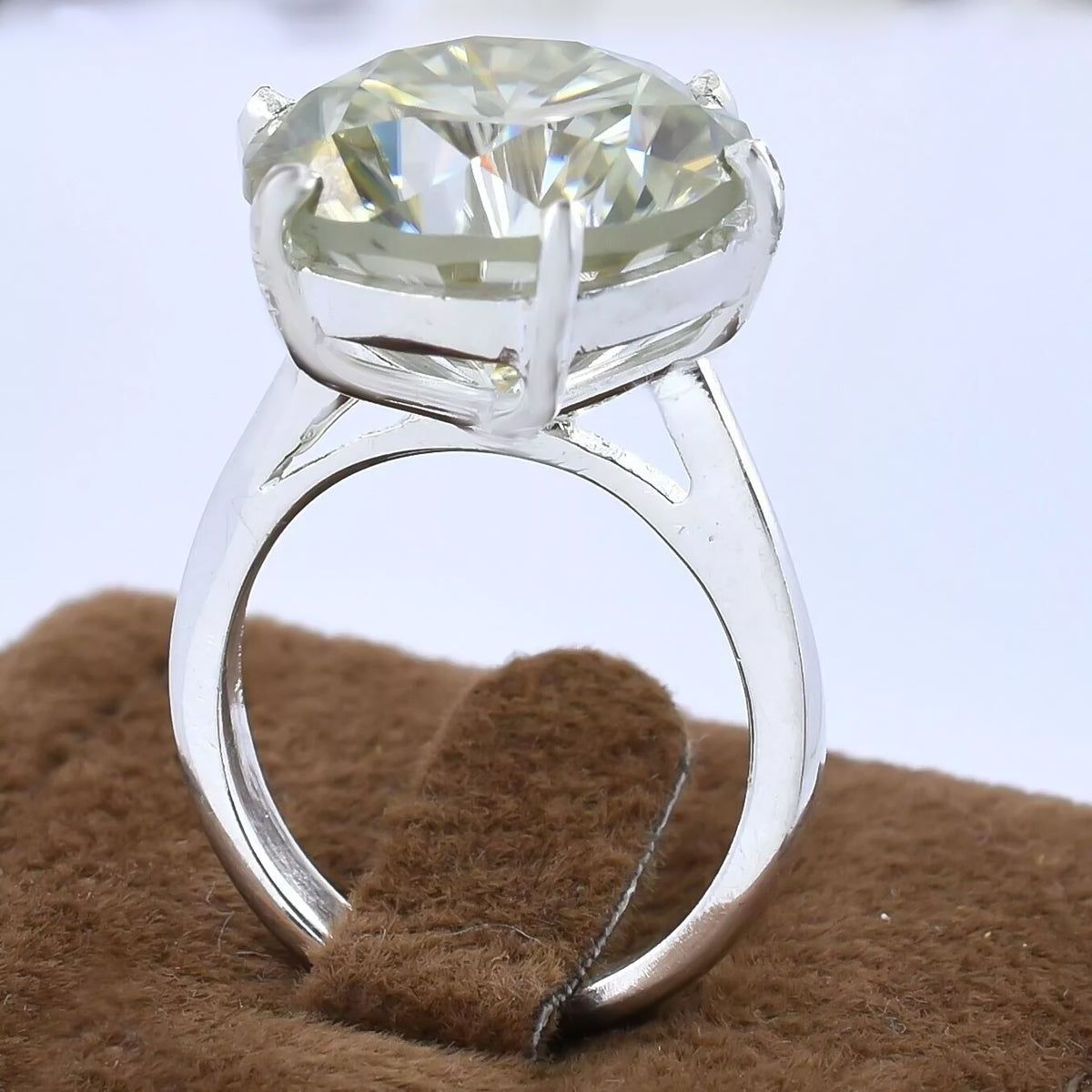 8.30 ct DEW Certified Round Cut White Moissanite Solitaire 925 Sterling Ring For Wife 1 18K Gold Plated