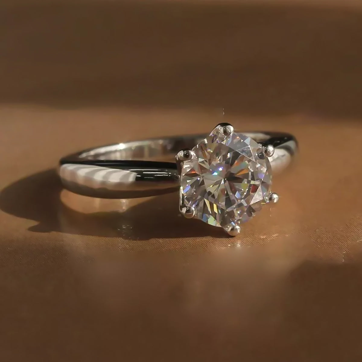 2.80 ct DEW Certified Round Cut White Moissanite Solitaire Ring For Wife 18K Gold Plate 18K Gold Plated