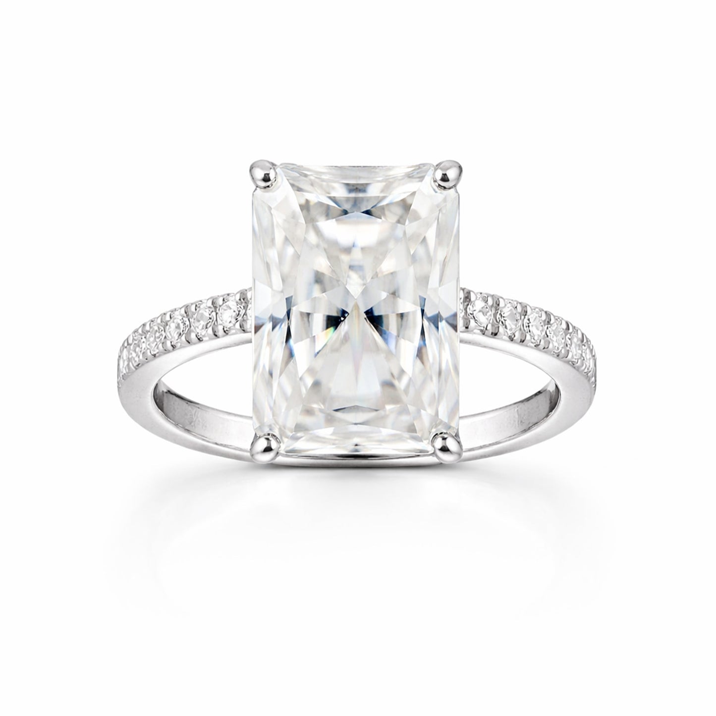 18.10 ct DEW Certified Radiant Cut Moissanite Ring For Birthday Gift Idea 18K Gold Plat 18K Gold Plated