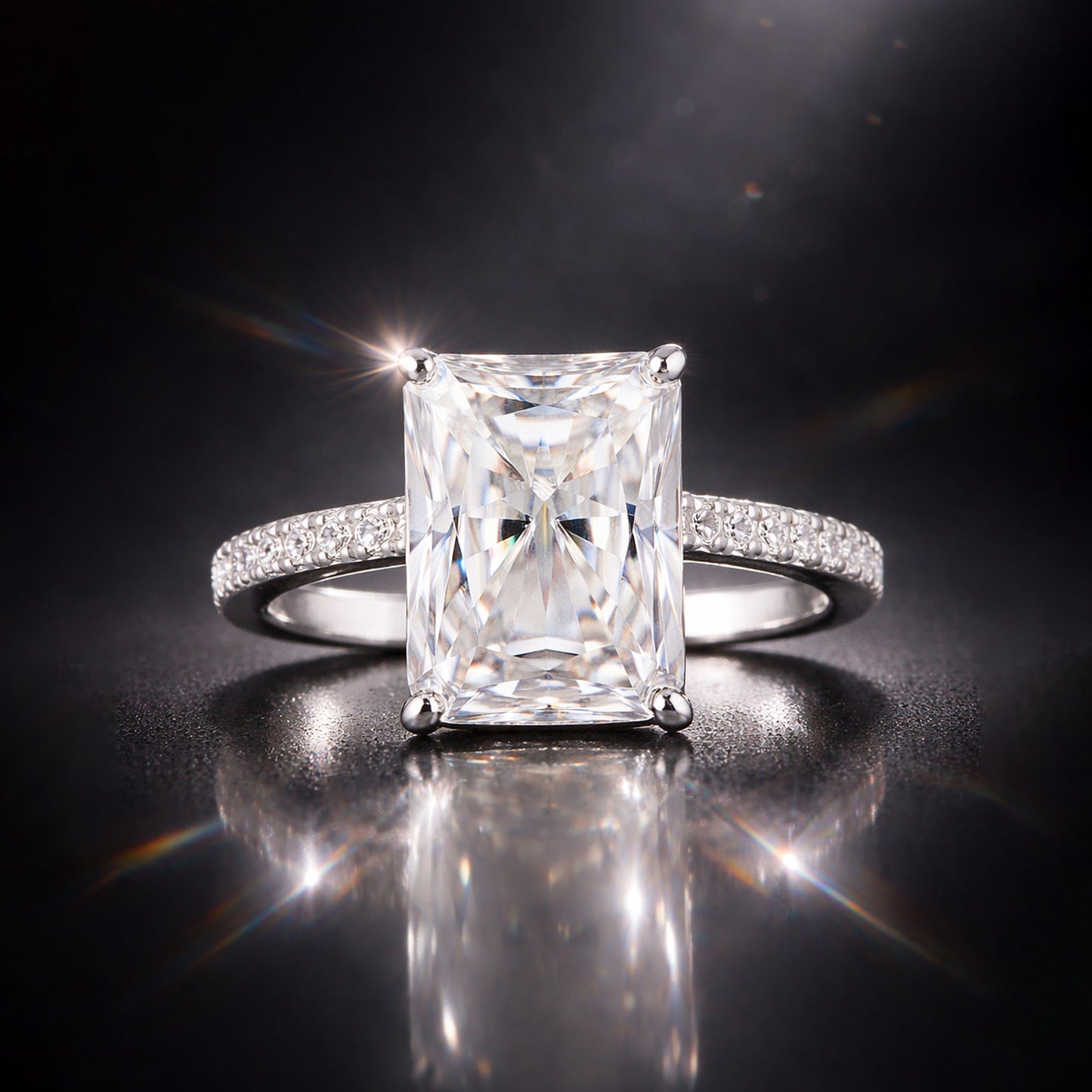 18.10 ct DEW Certified Radiant Cut Moissanite Ring For Birthday Gift Idea 18K Gold Plat 18K Gold Plated
