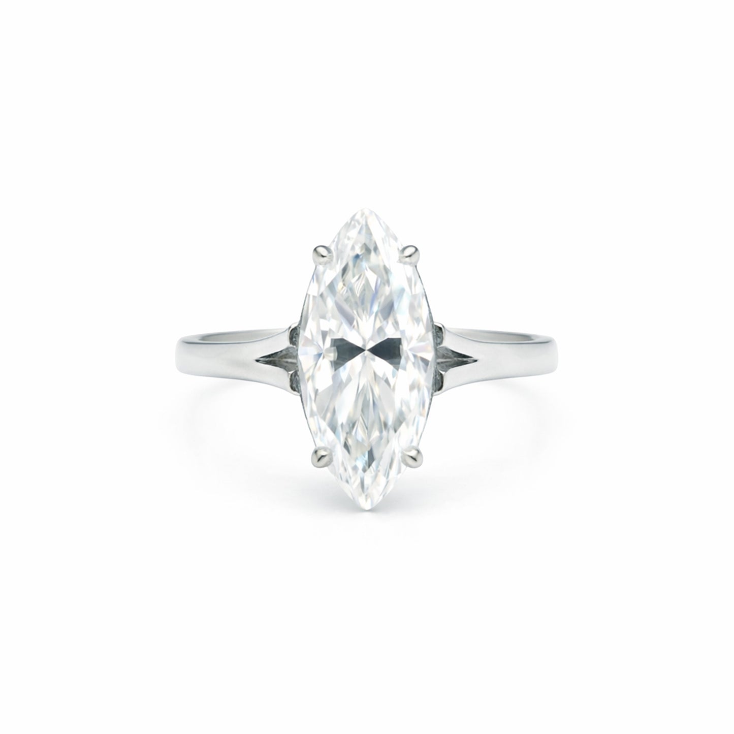 2.50 carat marquise cut lab-grown diamond ring in 18k gold vermeil setting
