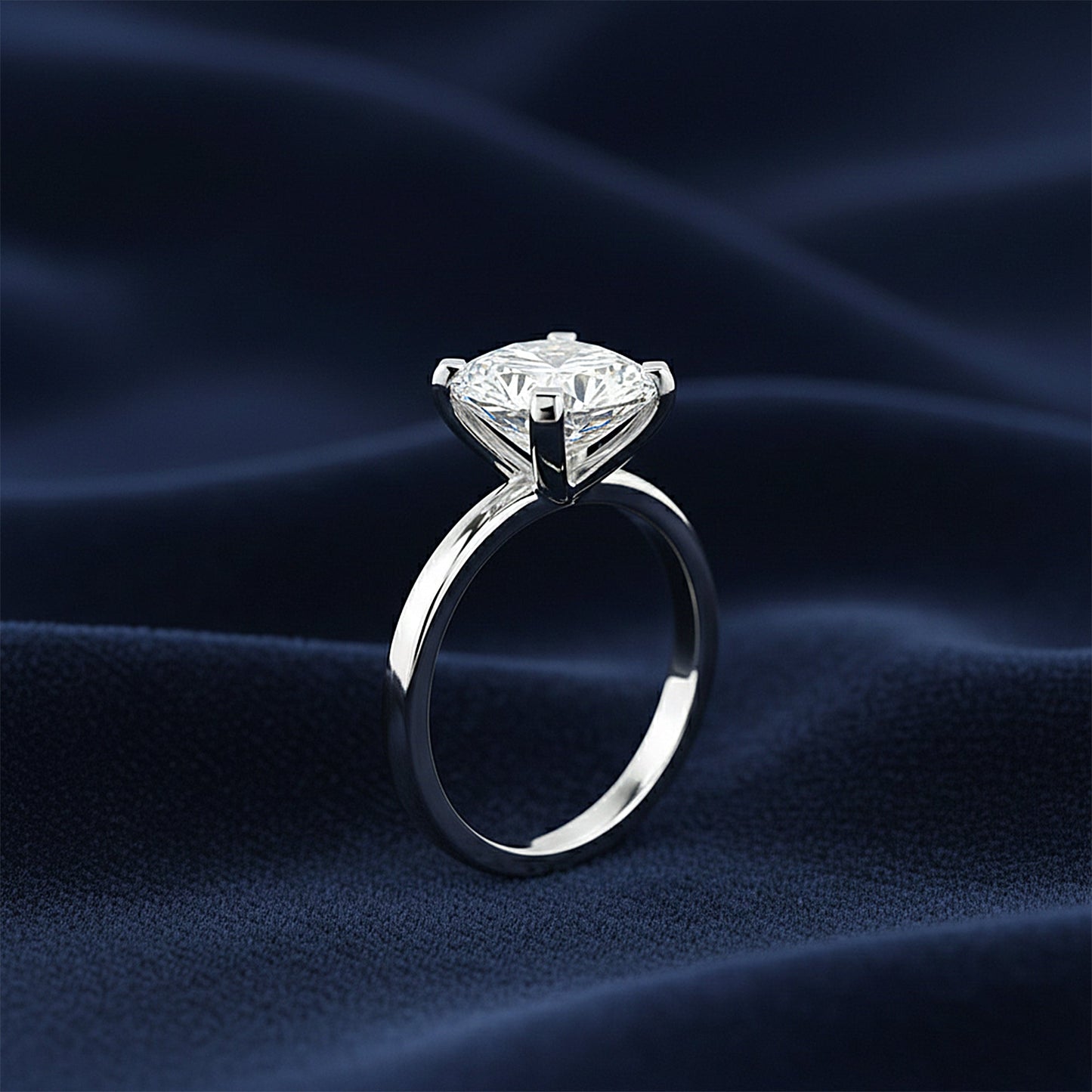 4.55ct DEW White Moissanite Cushion Solitaire Ring