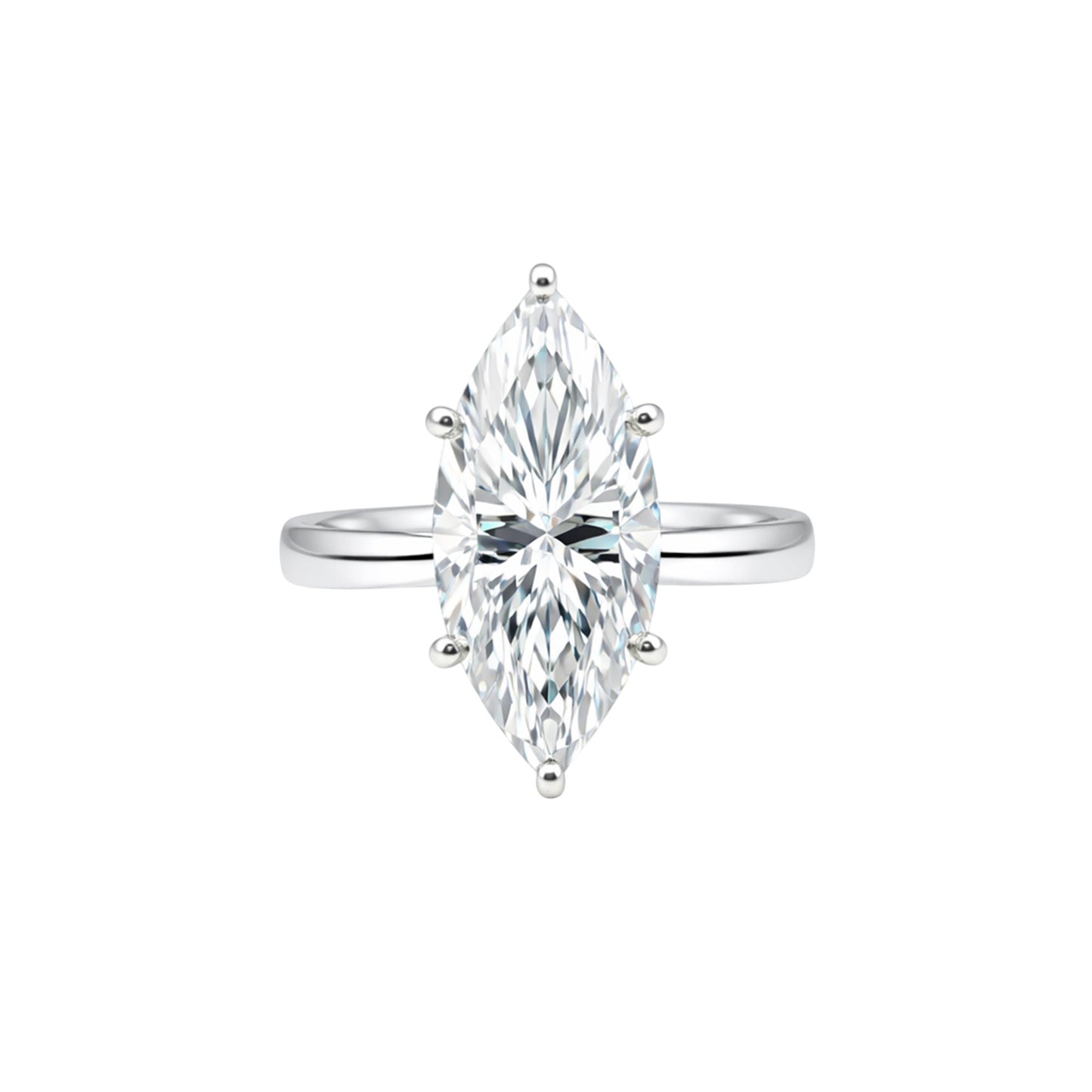 3.00 Ct Marquise Cut Lab Grown Diamond Ring — VS1 Clarity, 18k Gold Vermeil